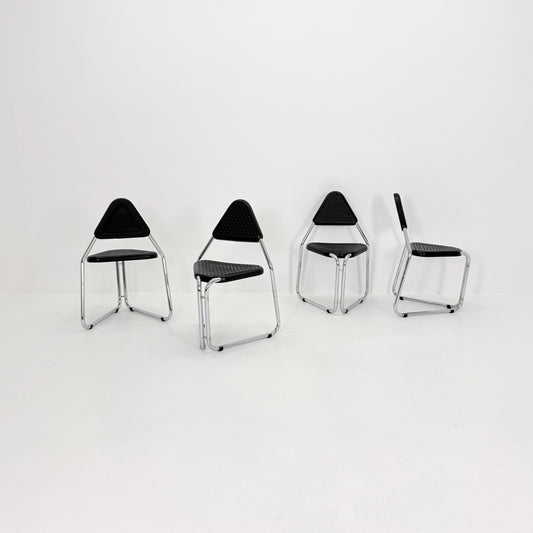 Set of 4 Memphis Style Triangular Dining Chairs, 1980s Germany