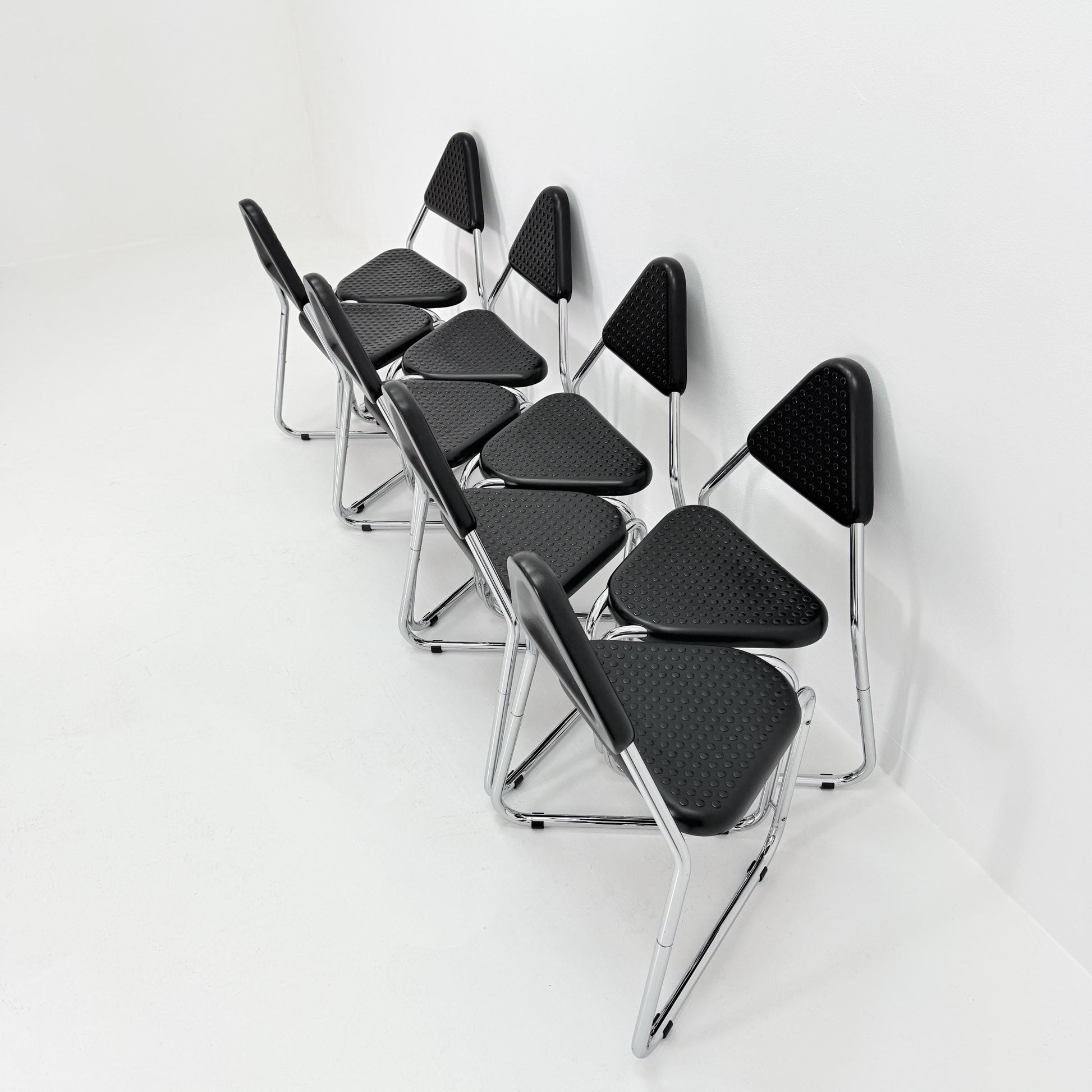 Set of 8 Memphis Style Triangular Dining Chairs, 1980s Germany