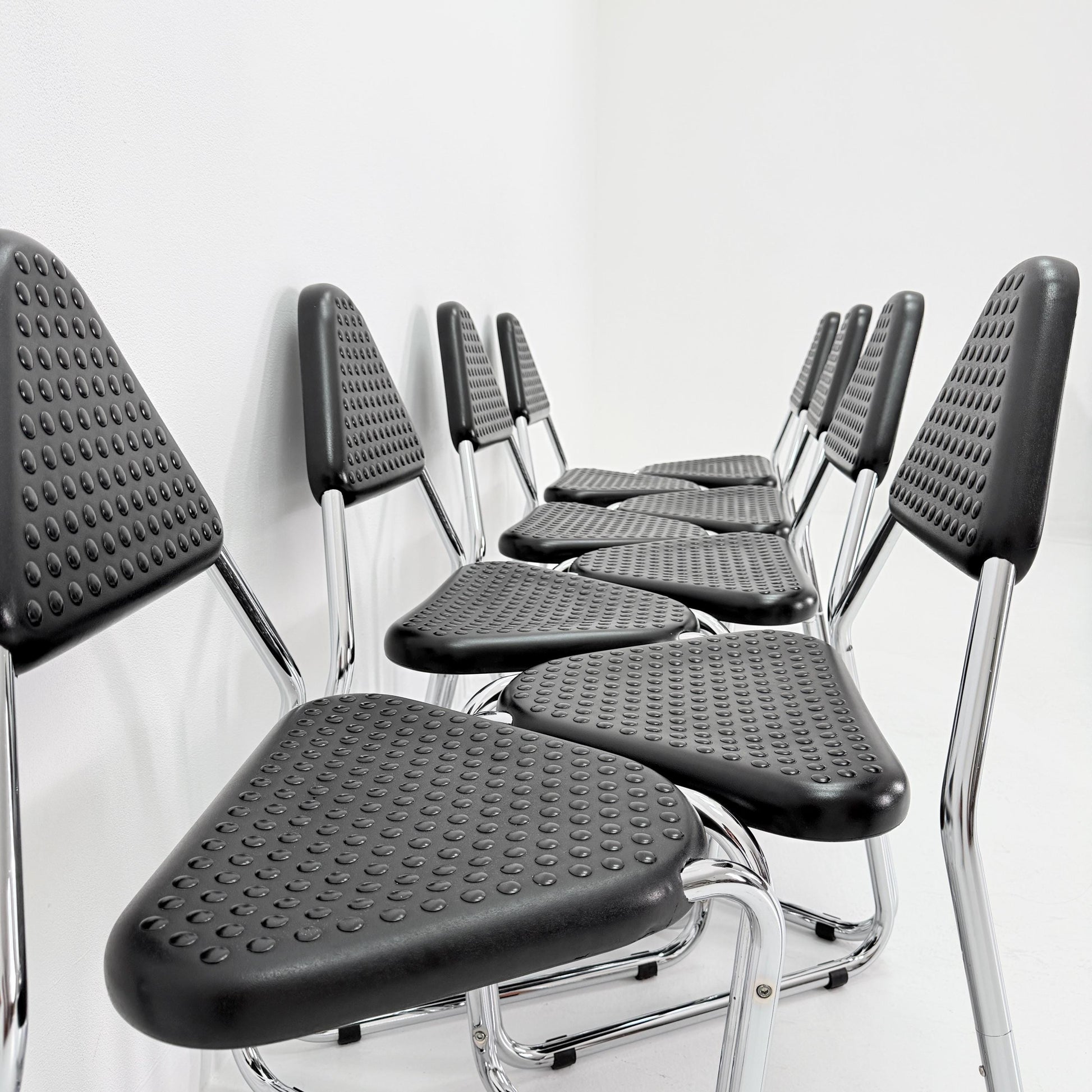 Set of 8 Memphis Style Triangular Dining Chairs, 1980s Germany