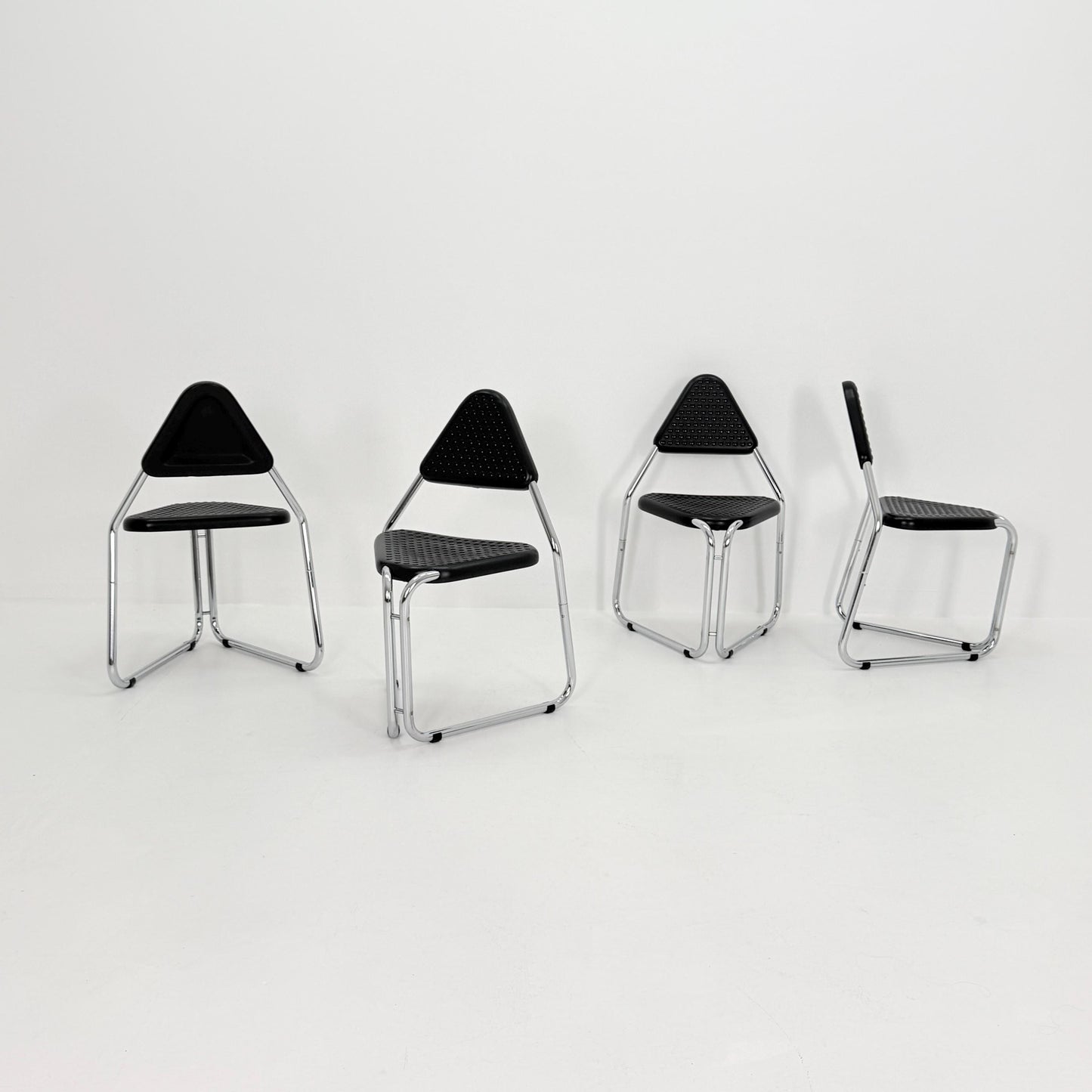 Set of 8 Memphis Style Triangular Dining Chairs, 1980s Germany