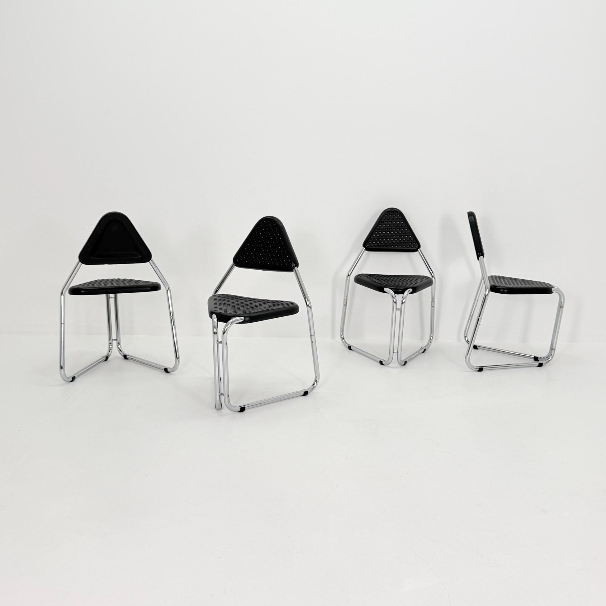 Set of 8 Memphis Style Triangular Dining Chairs, 1980s Germany