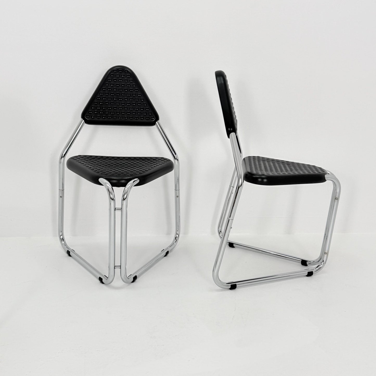 Set of 8 Memphis Style Triangular Dining Chairs, 1980s Germany