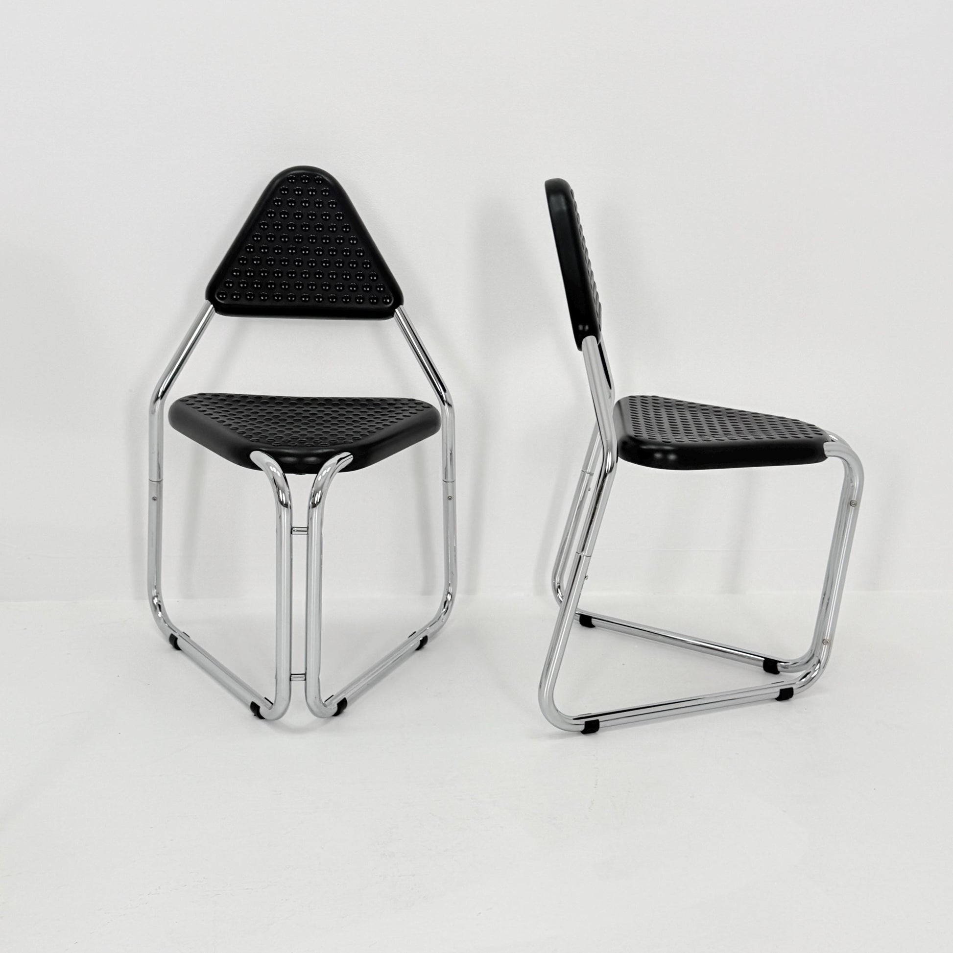 Set of 8 Memphis Style Triangular Dining Chairs, 1980s Germany