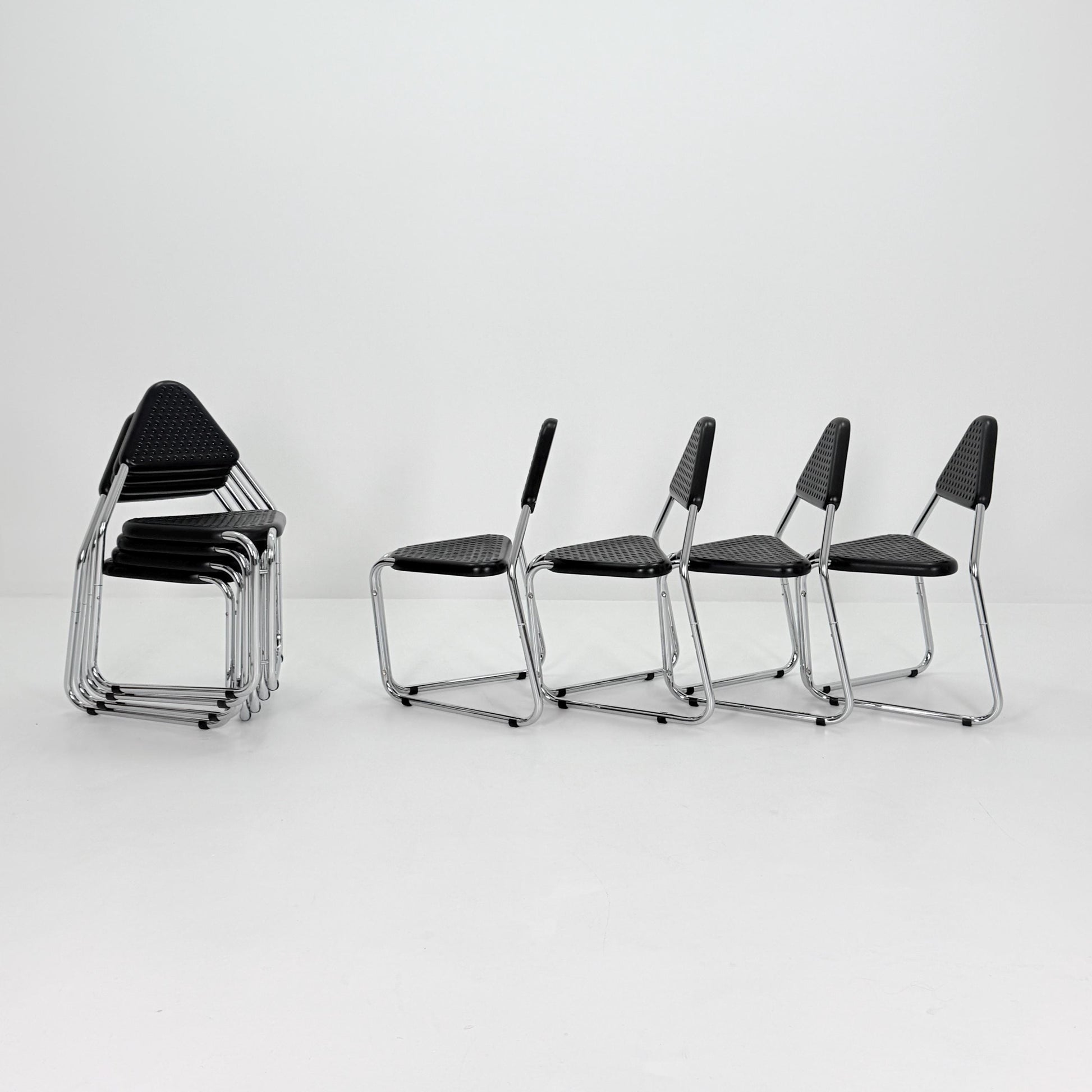 Set of 8 Memphis Style Triangular Dining Chairs, 1980s Germany