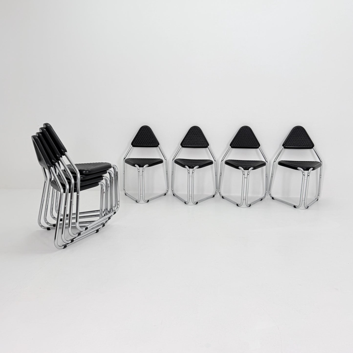 Set of 8 Memphis Style Triangular Dining Chairs, 1980s Germany