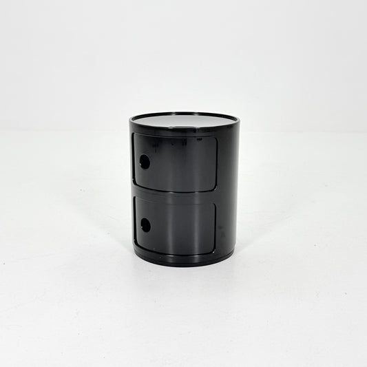 Space Age Componibili 2-Tier Storage Unit by Anna Castelli Ferrieri for Kartell — Model 4965-6-7 — Italy, 1970s — Black