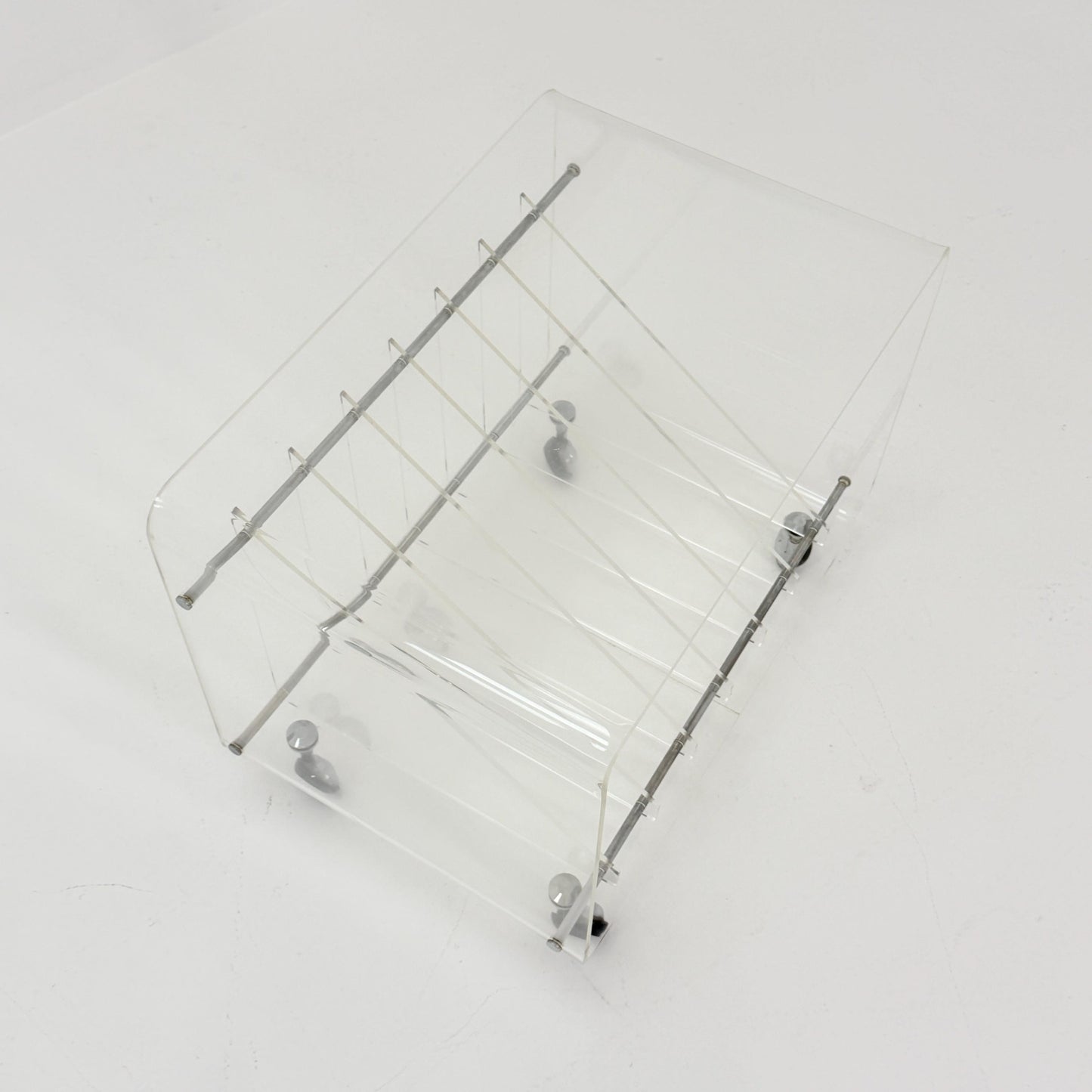 Space age Smoked Plexiglass vinyl storage /Trolley by Michel Dumas for Roche Bobois 1970s