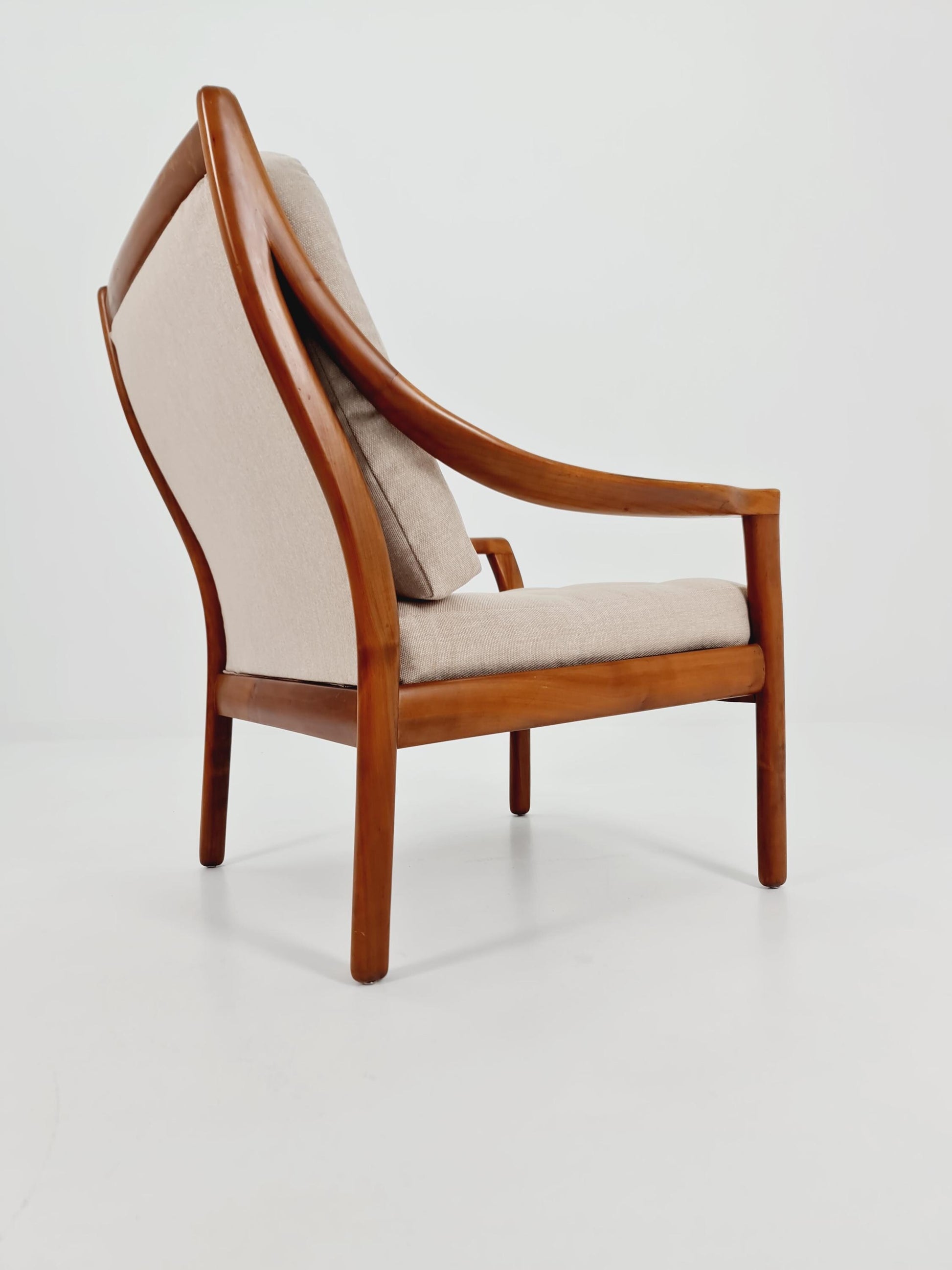 Mid Century Solid cherry wood lounge chair/ Easy chair byCarl Straub for Goldfeder , 1960s
