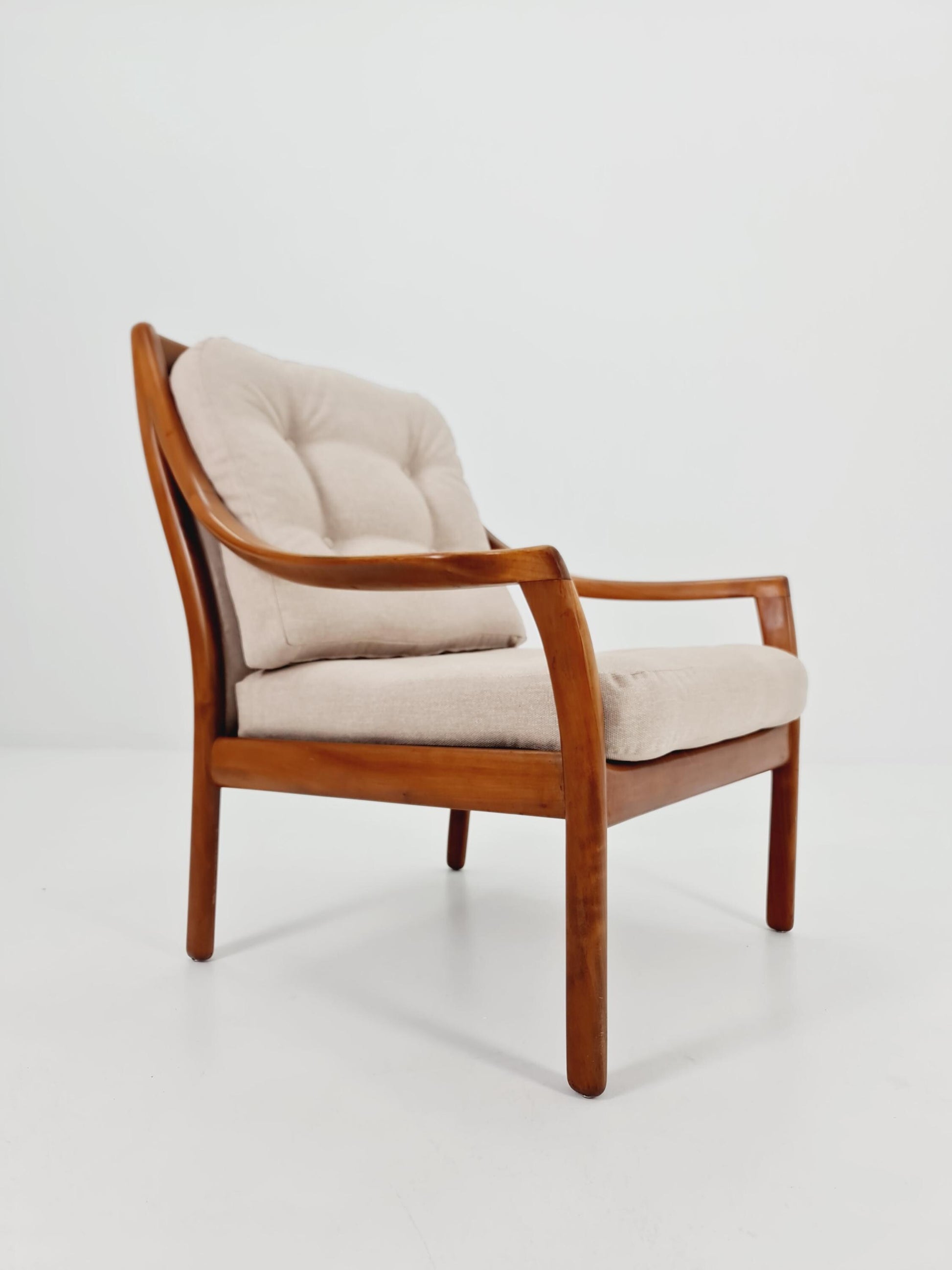 Mid Century Solid cherry wood lounge chair/ Easy chair byCarl Straub for Goldfeder , 1960s