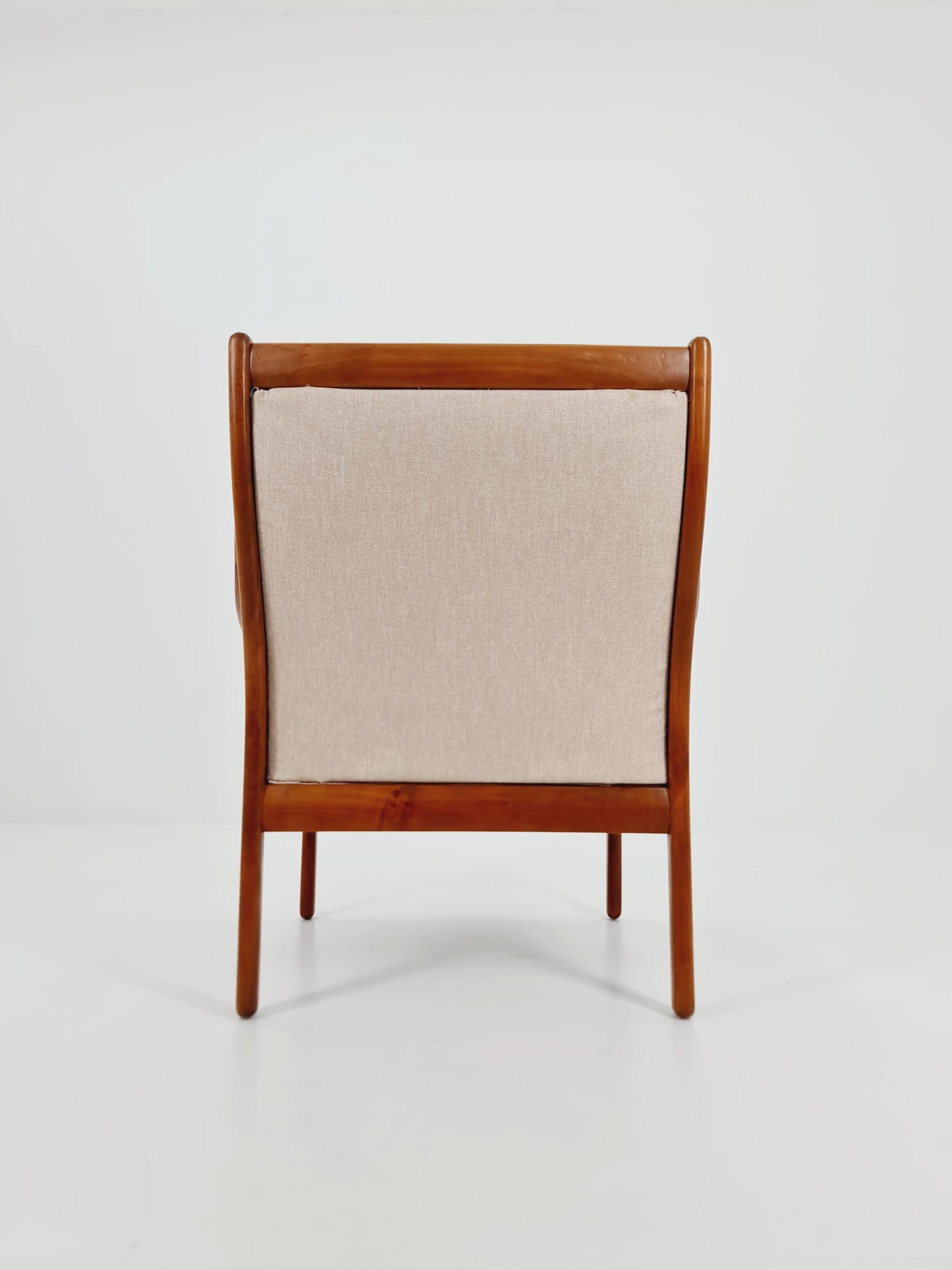 Mid Century Solid cherry wood lounge chair/ Easy chair byCarl Straub for Goldfeder , 1960s