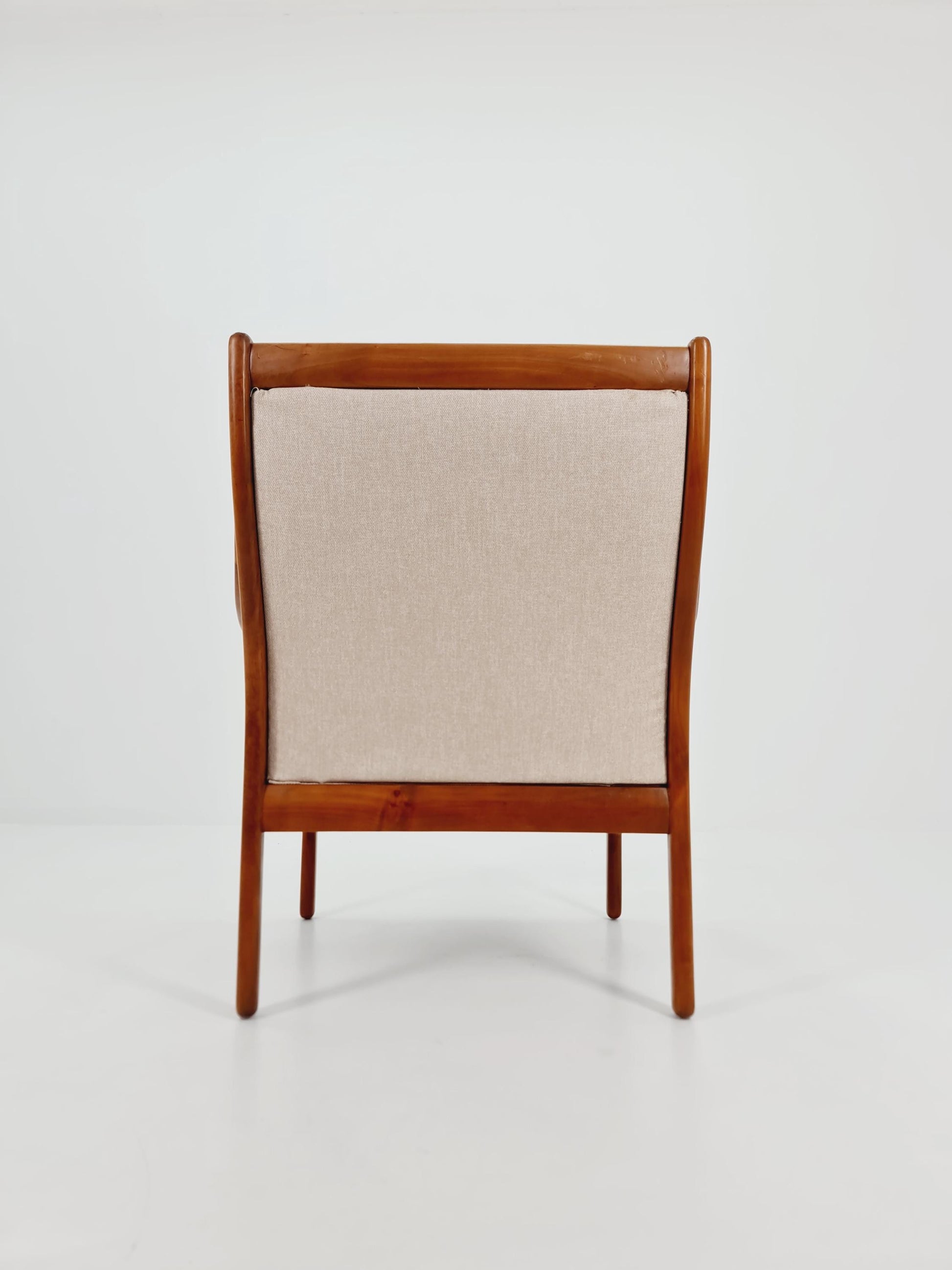 Mid Century Solid cherry wood lounge chair/ Easy chair byCarl Straub for Goldfeder , 1960s