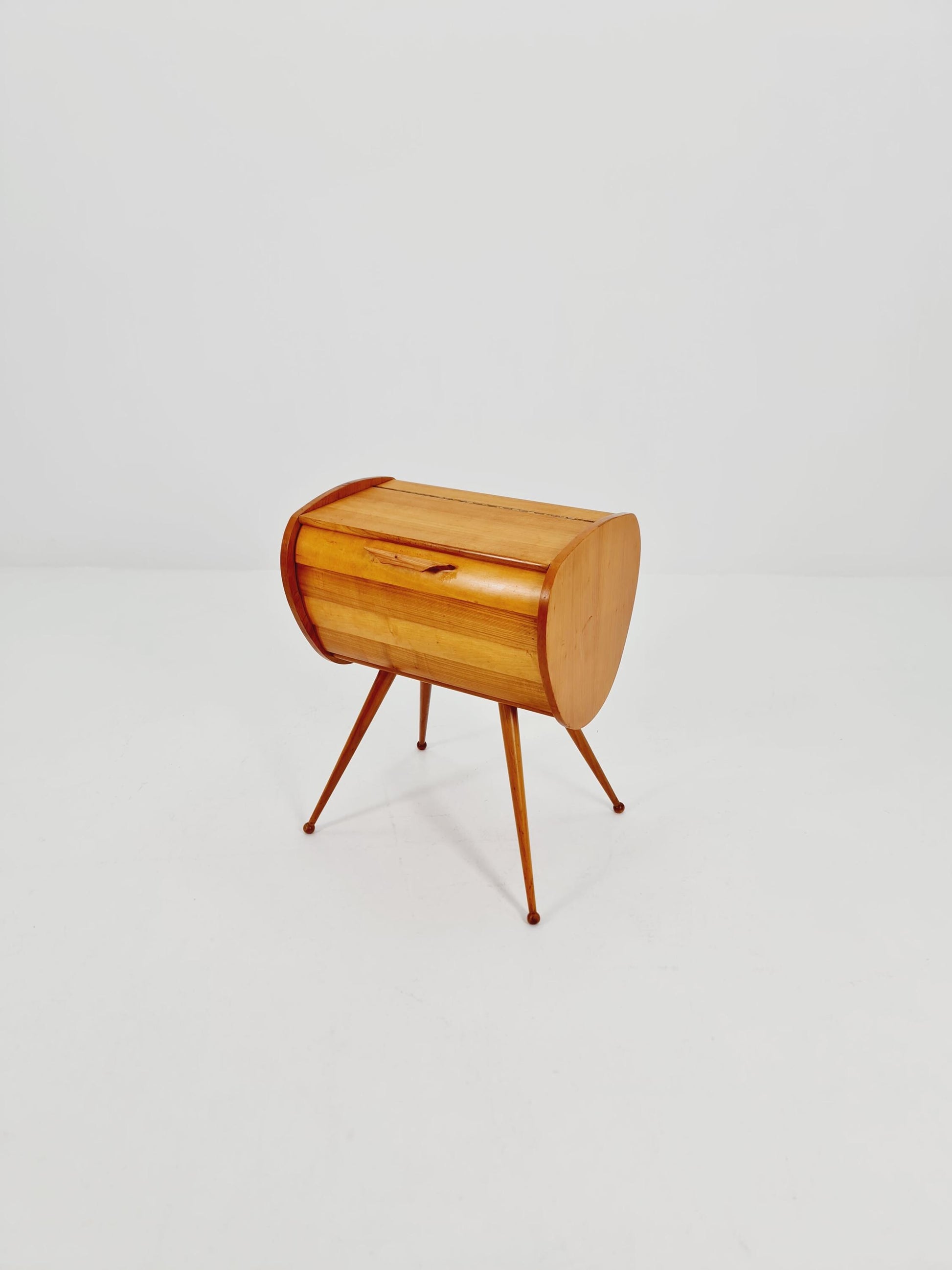 Rare Vintage Ash wood sweing table/ side table/nightstand cabinet, 1960s