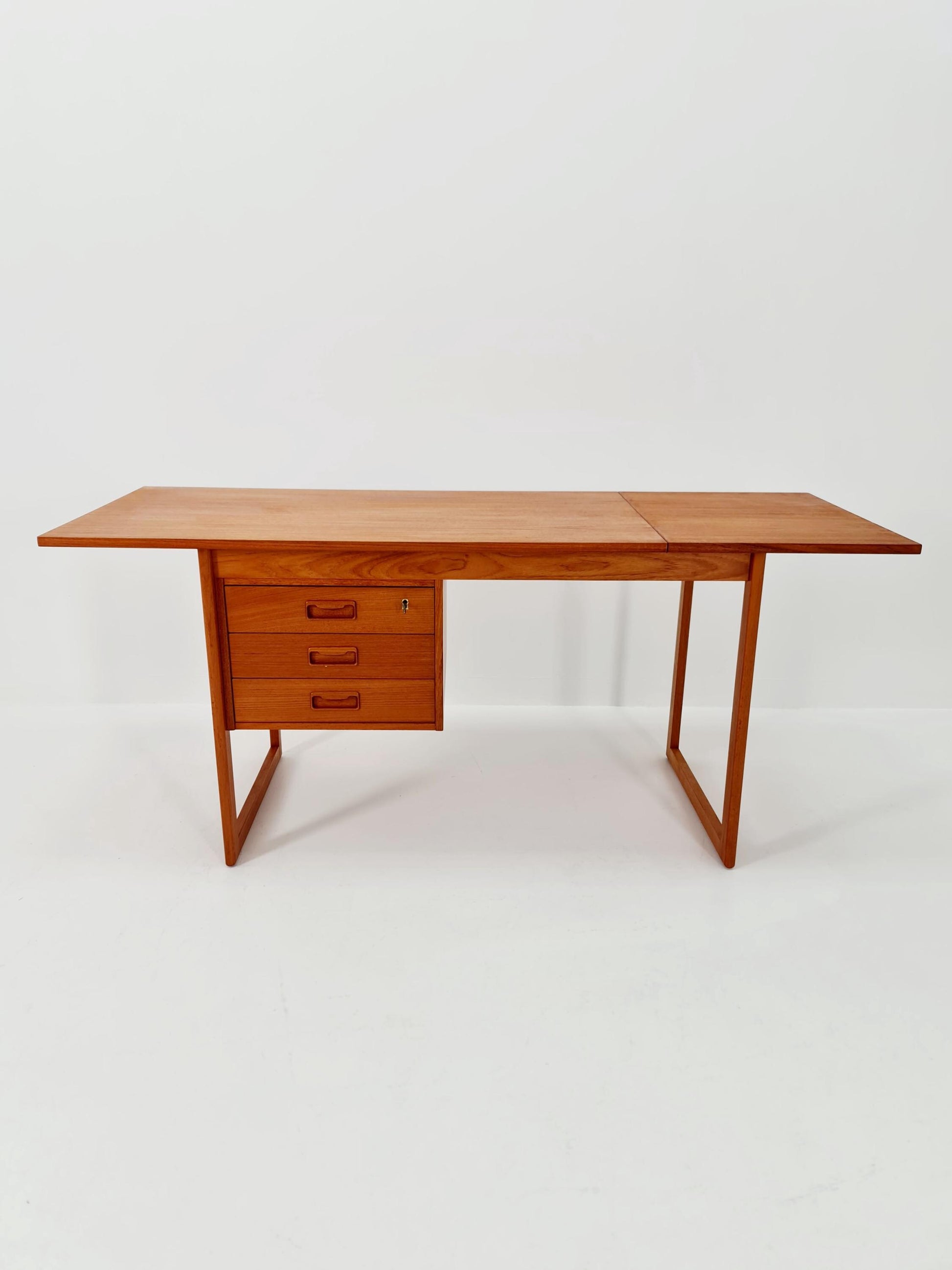 Mid century Danish leaf Drop teak desk By Vi-Ma Möbler, 1960s