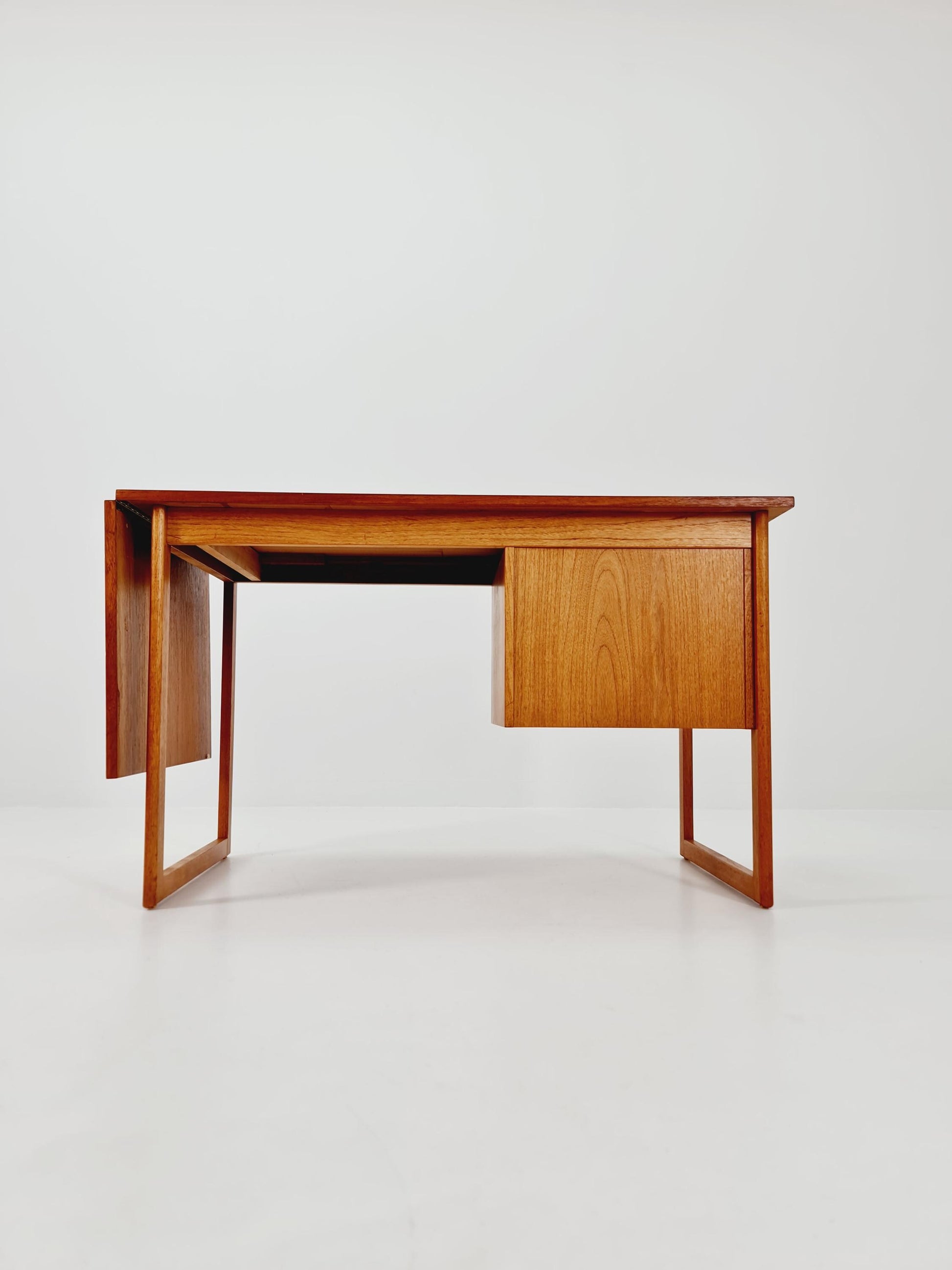 Mid century Danish leaf Drop teak desk By Vi-Ma Möbler, 1960s