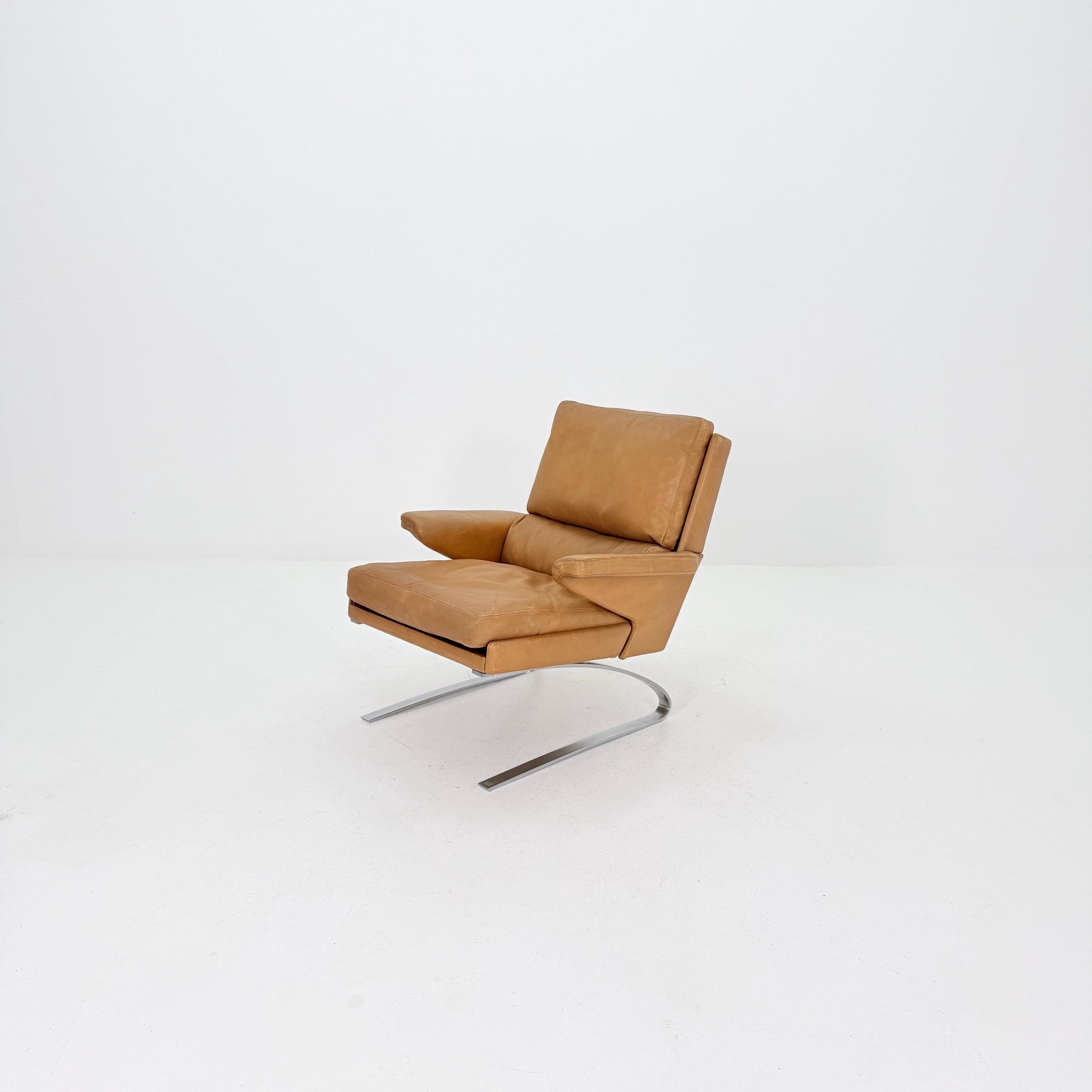 Mid Century Swing Lounge Chair by Reinhold Adolf & Hans-Jürgen Schröpfer for COR – Cognac Leather - Chrome Steel, Germany 1970s