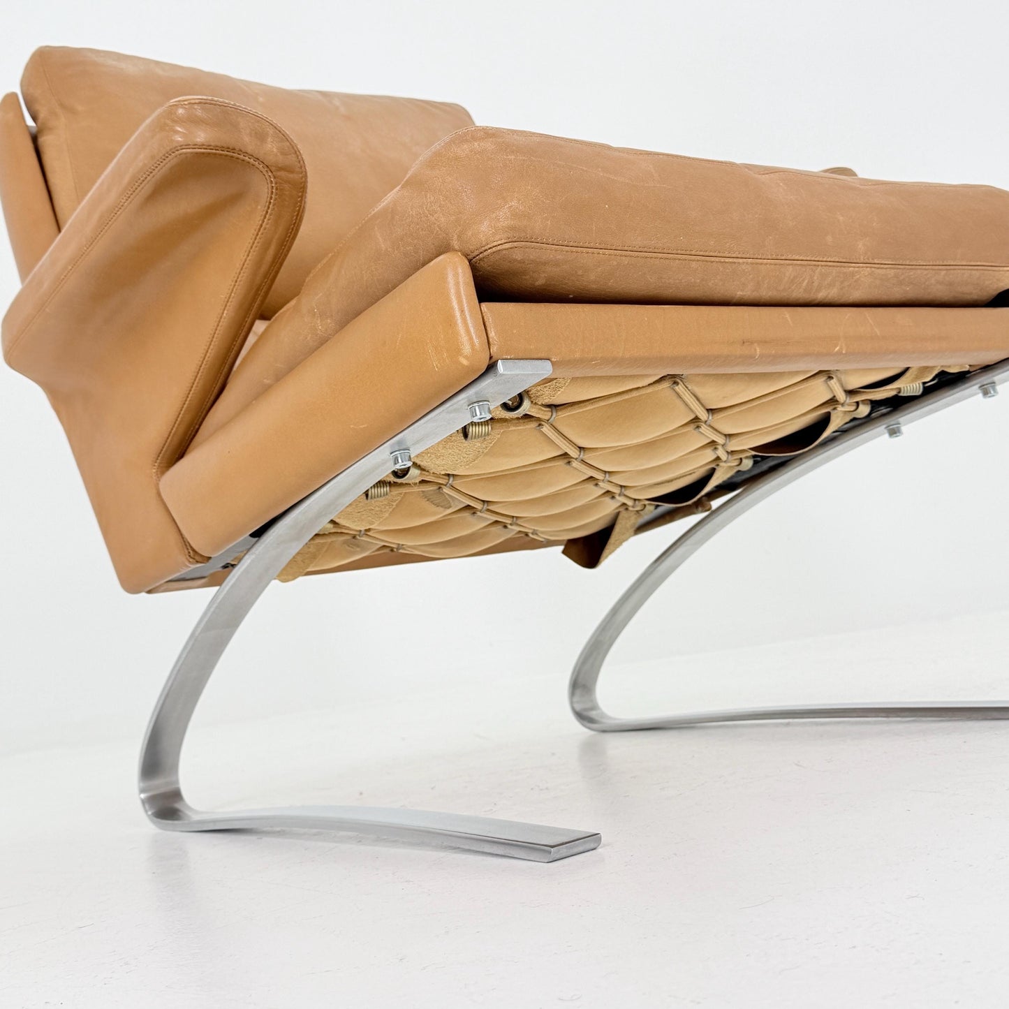 Mid Century Swing Lounge Chair by Reinhold Adolf & Hans-Jürgen Schröpfer for COR – Cognac Leather - Chrome Steel, Germany 1970s