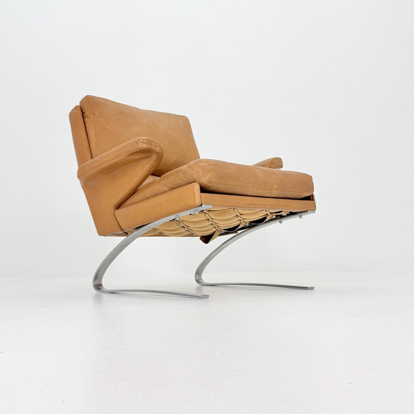 Mid Century Swing Lounge Chair by Reinhold Adolf & Hans-Jürgen Schröpfer for COR – Cognac Leather - Chrome Steel, Germany 1970s
