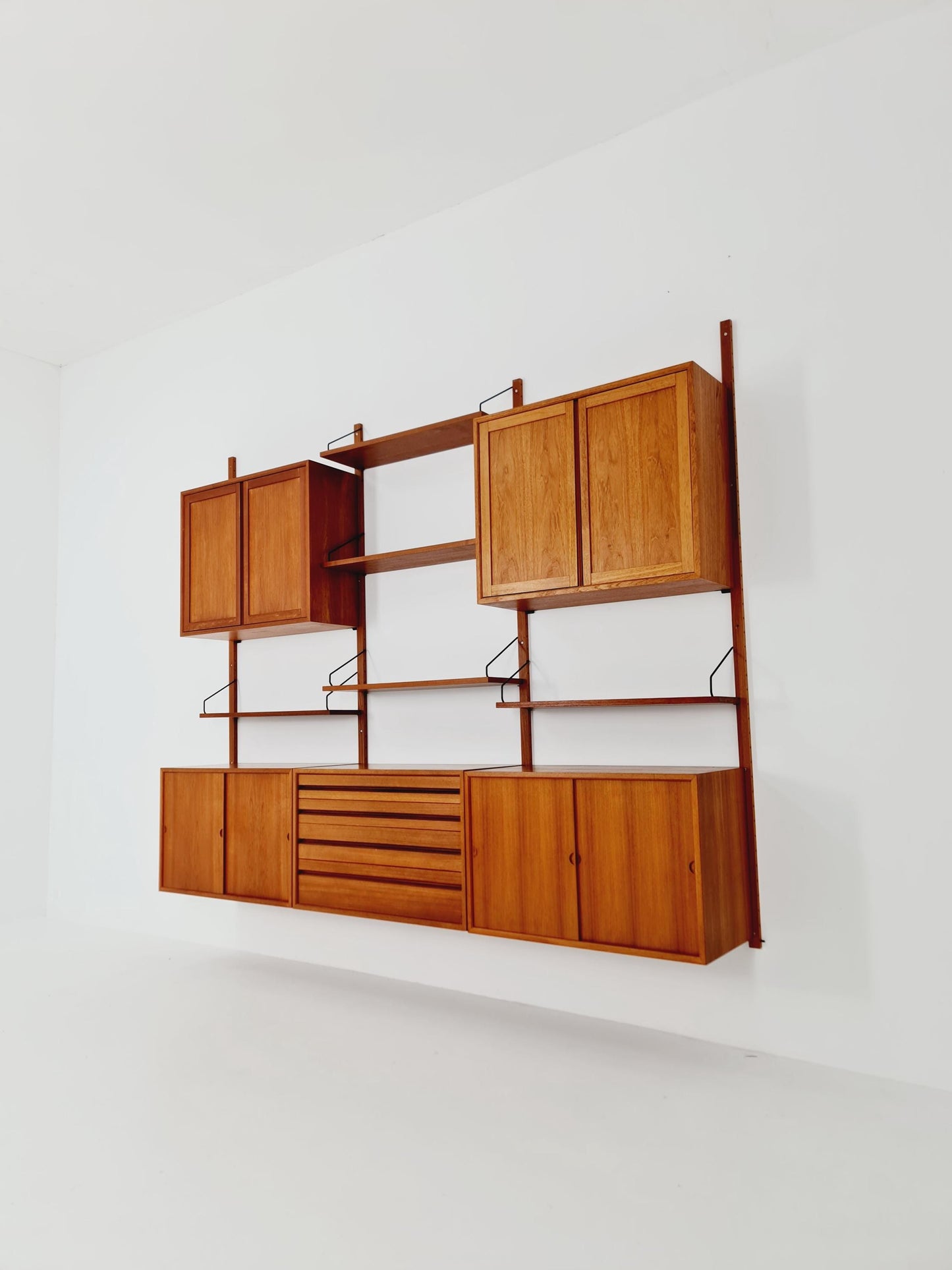 Big Mid century Danish Teak Wall Unit with 5 cabinets by Poul Cadovius for Cado, Denmark, 1960s