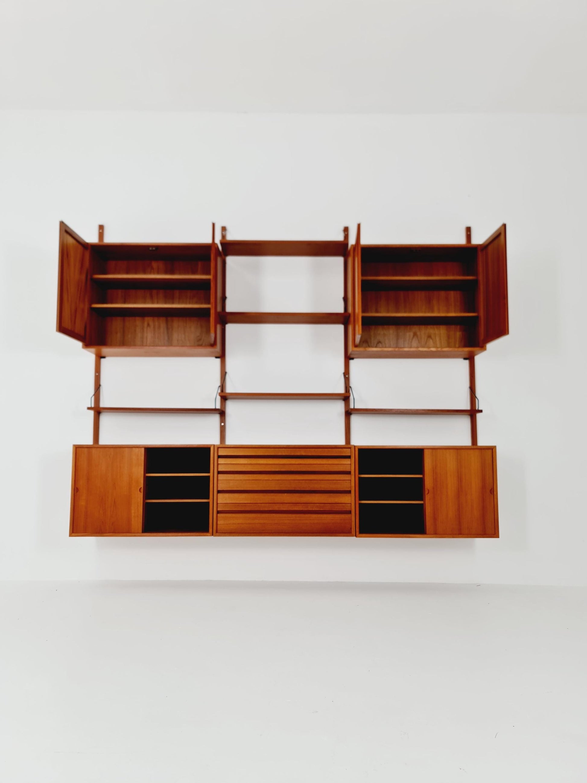 Big Mid century Danish Teak Wall Unit with 5 cabinets by Poul Cadovius for Cado, Denmark, 1960s
