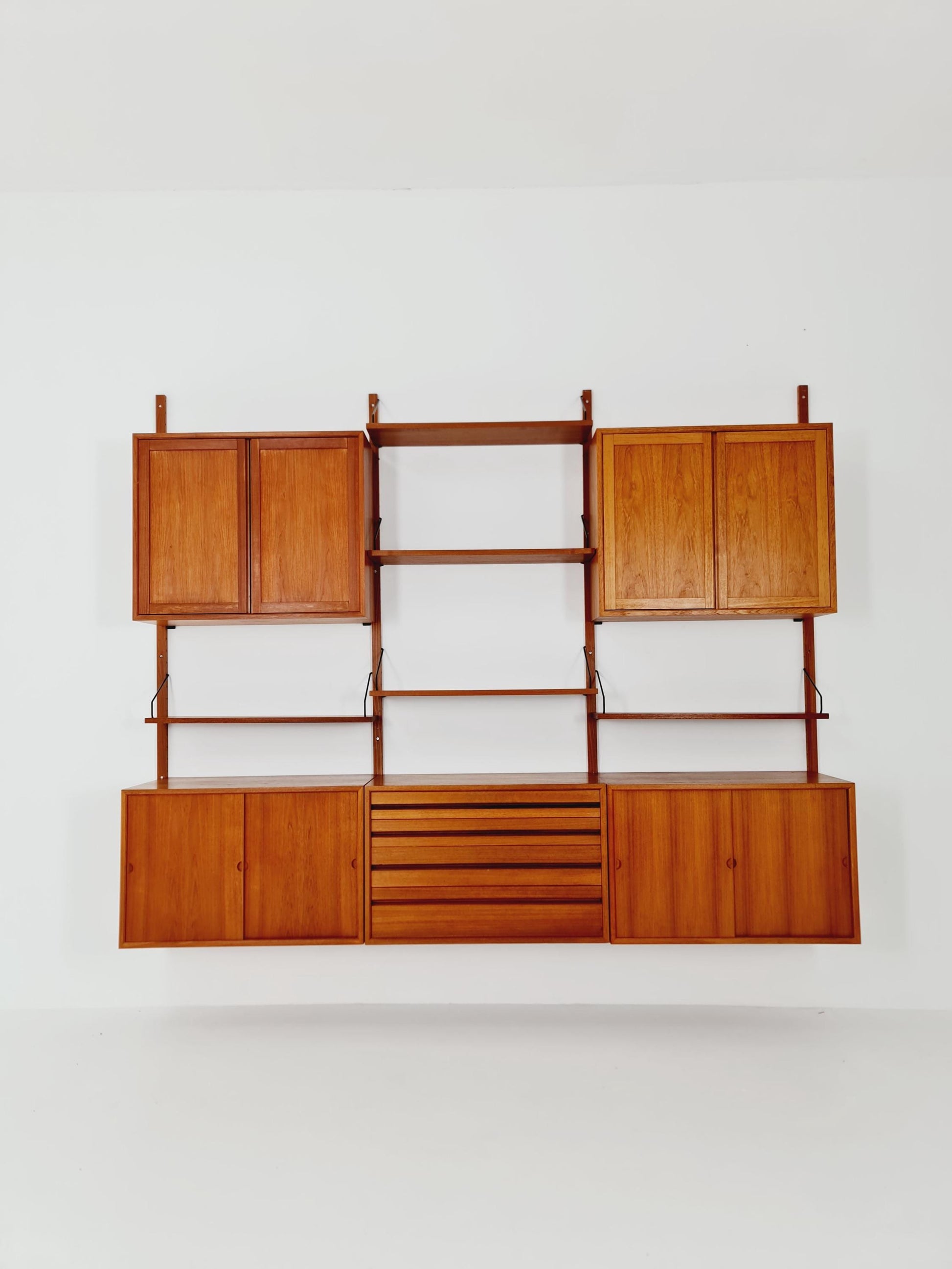 Big Mid century Danish Teak Wall Unit with 5 cabinets by Poul Cadovius for Cado, Denmark, 1960s