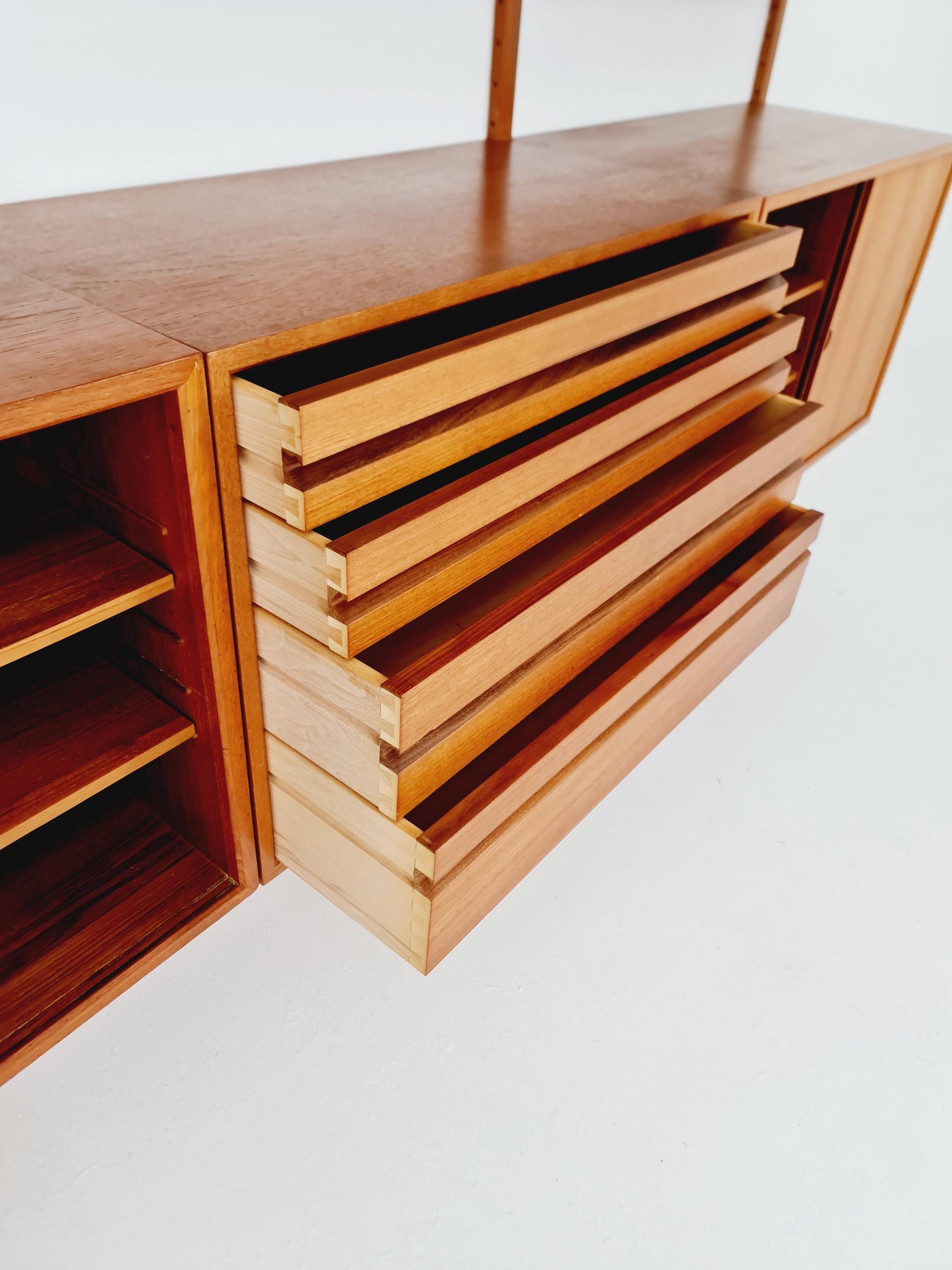 Big Mid century Danish Teak Wall Unit with 5 cabinets by Poul Cadovius for Cado, Denmark, 1960s