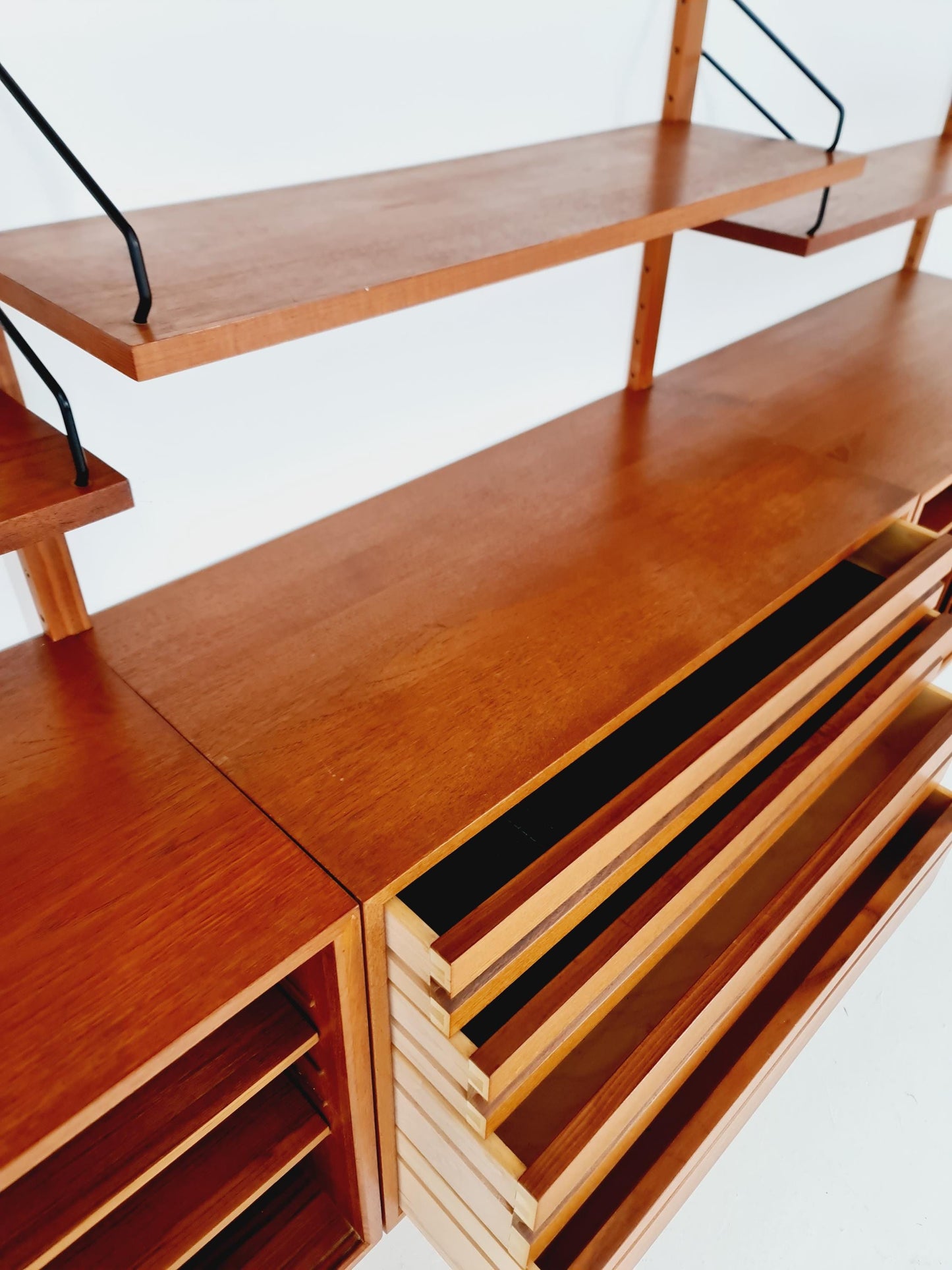 Big Mid century Danish Teak Wall Unit with 5 cabinets by Poul Cadovius for Cado, Denmark, 1960s