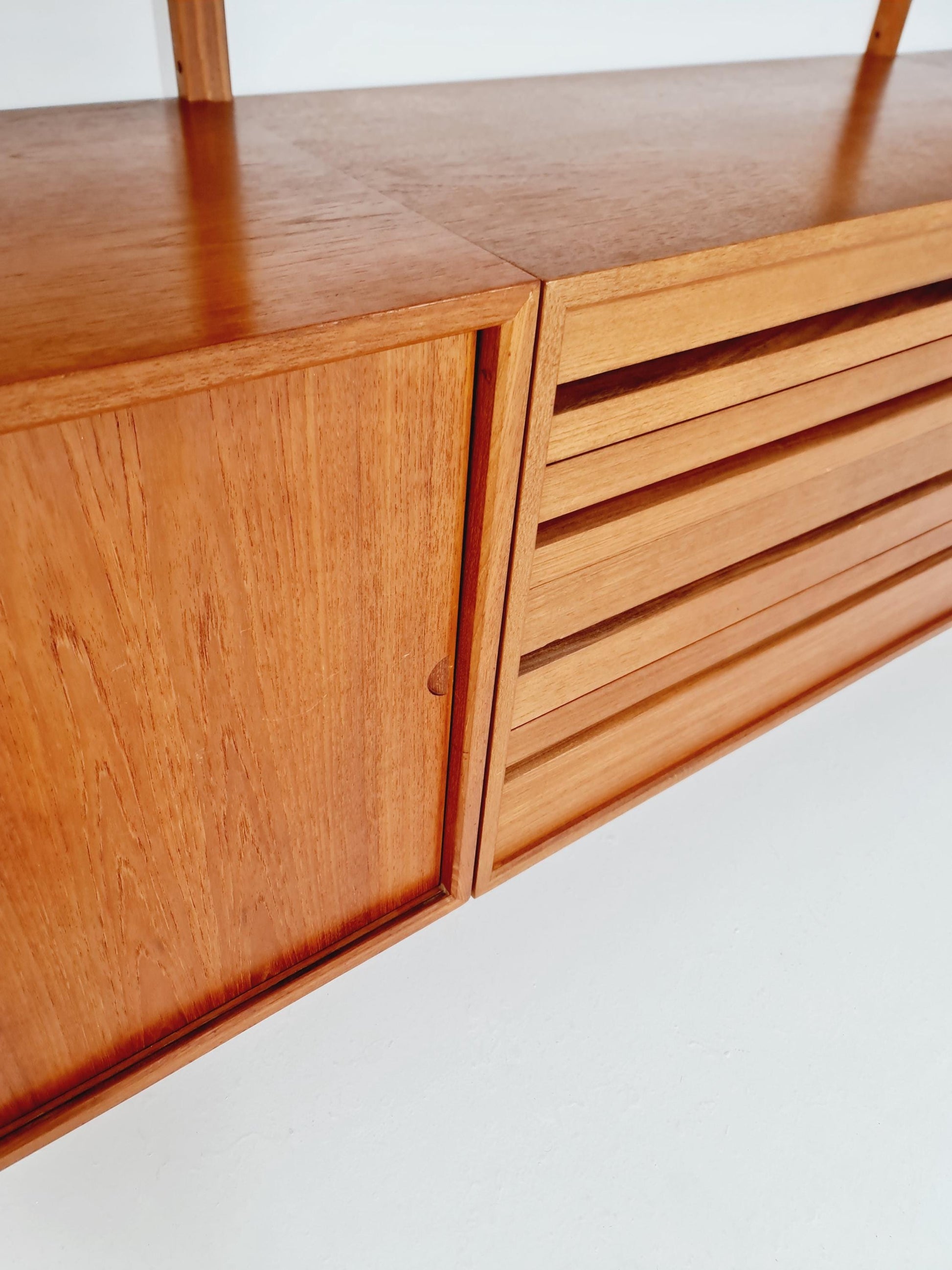 Big Mid century Danish Teak Wall Unit with 5 cabinets by Poul Cadovius for Cado, Denmark, 1960s