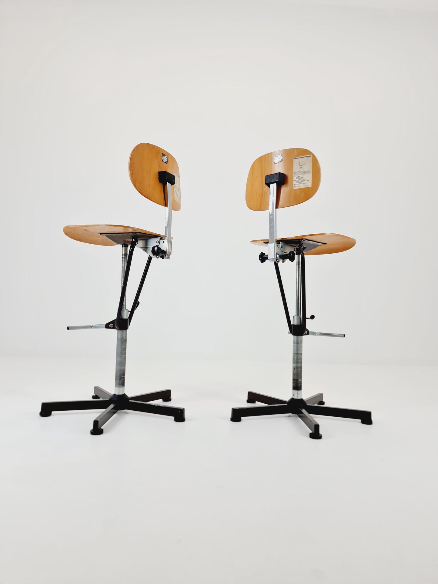 1of 2 Bauhaus swivel office/Bar chair in solid wood By Bima 1960s