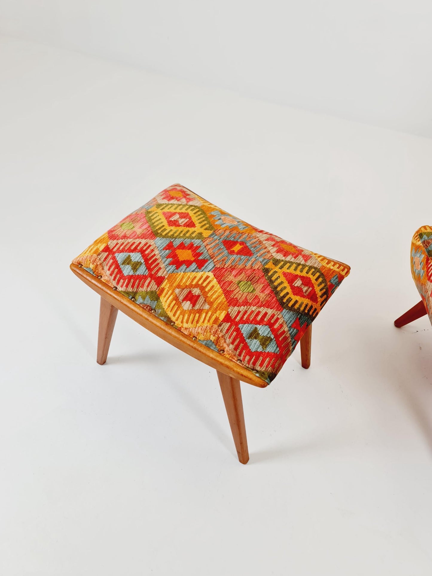 Rare Midcentury German club lounge chair, with ottoman 1940s