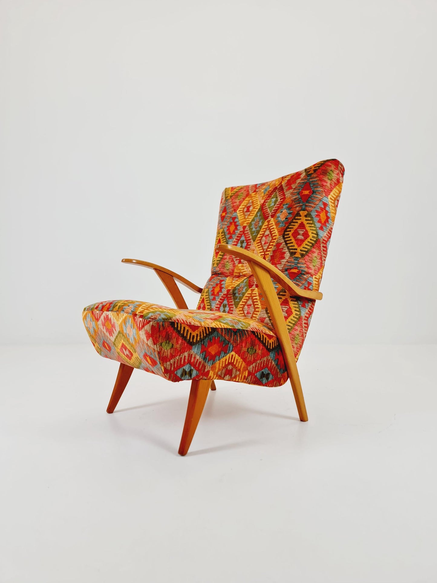 Rare Midcentury German club lounge chair, with ottoman 1940s