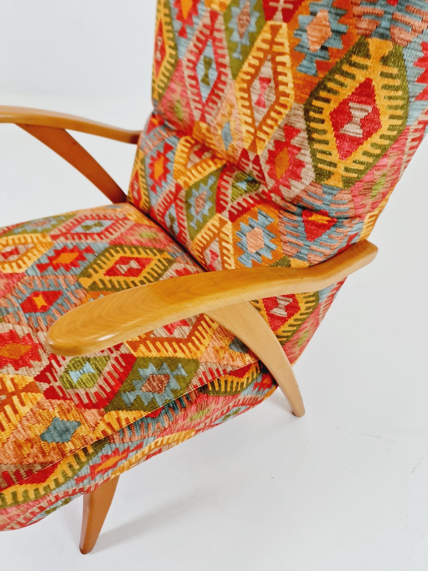 Rare Midcentury German club lounge chair, with ottoman 1940s