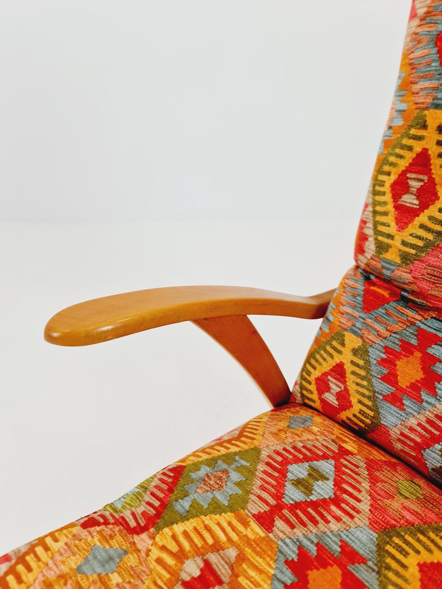 Rare Midcentury German club lounge chair, with ottoman 1940s