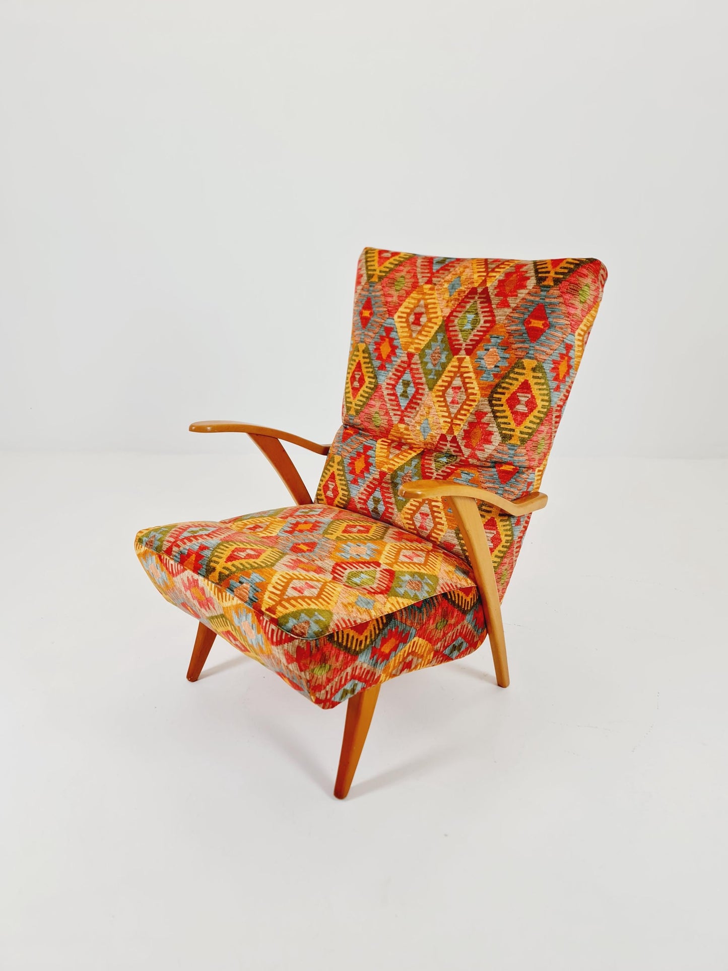 Rare Midcentury German club lounge chair, with ottoman 1940s