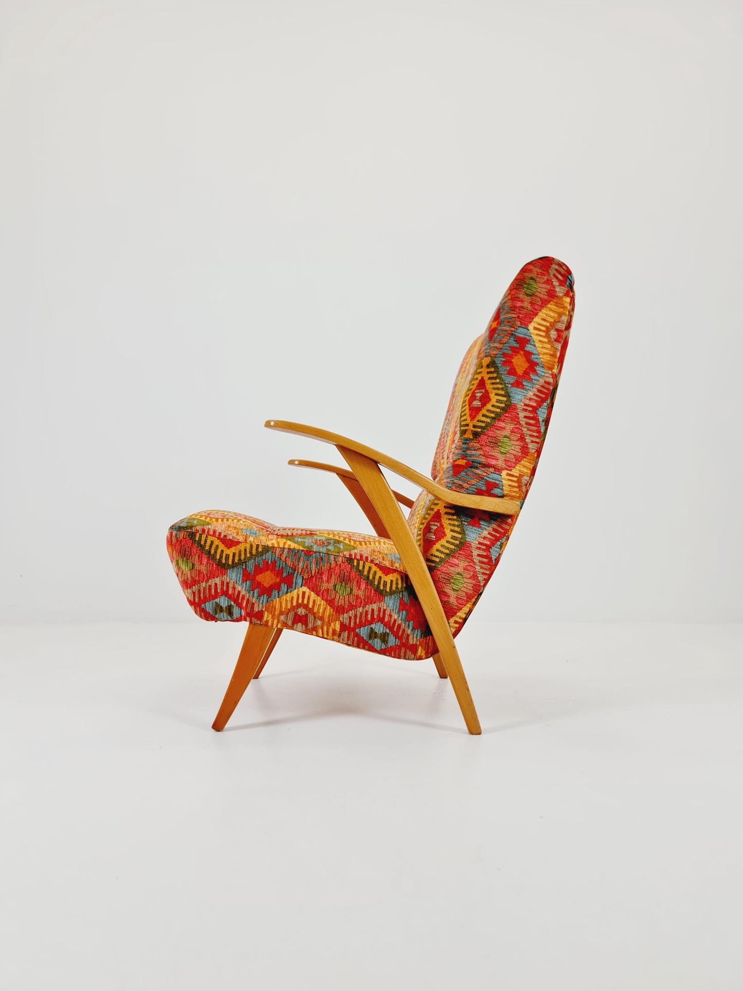 Rare Midcentury German club lounge chair, with ottoman 1940s