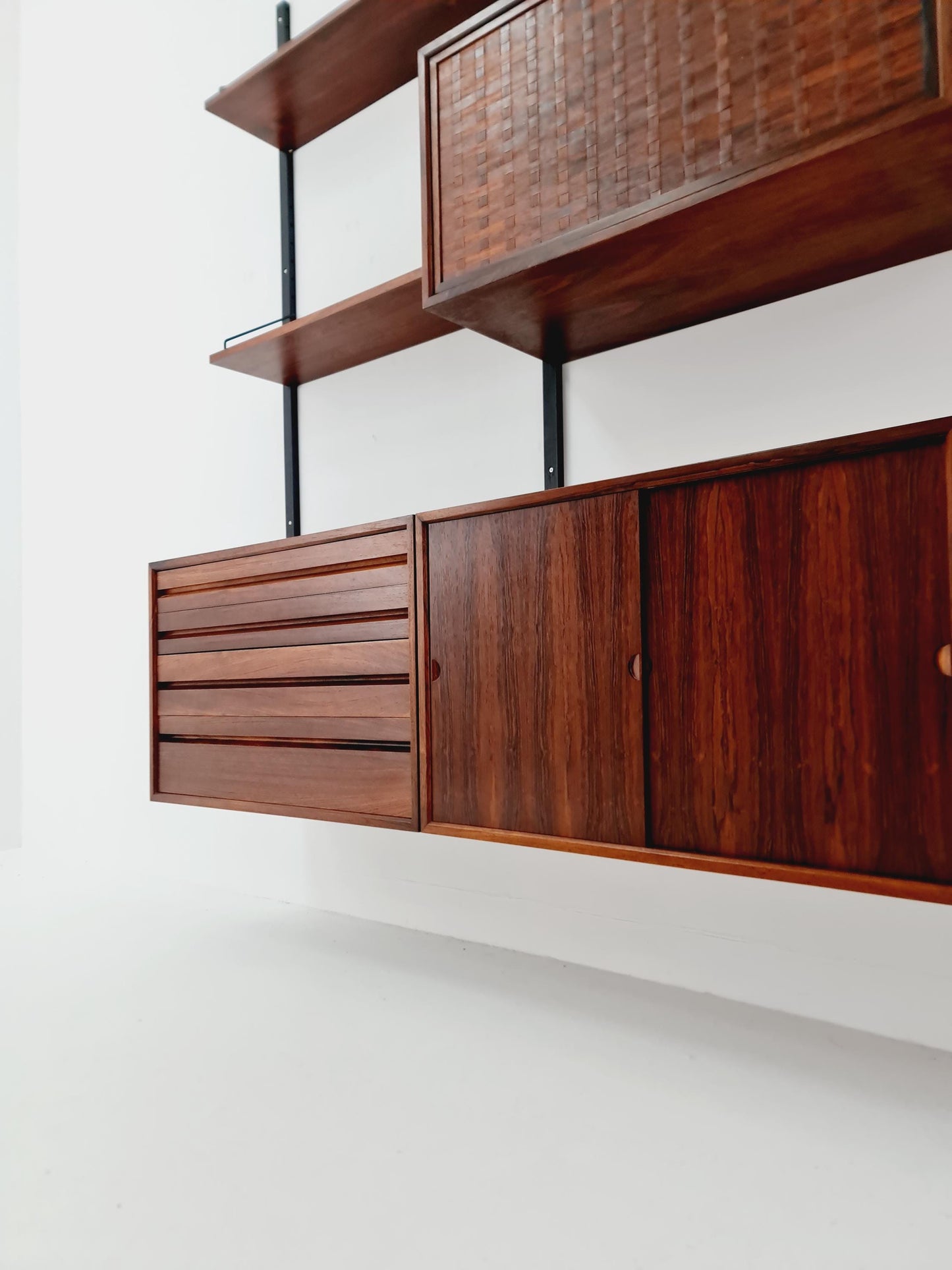 Big Mid century Danish Rosewood Wall Unit with 4 cabinets by Poul Cadovius for Cado, Denmark, 1960s