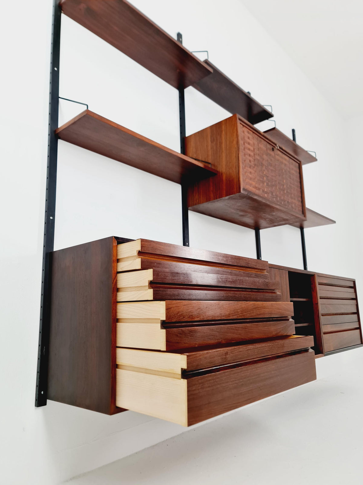 Big Mid century Danish Rosewood Wall Unit with 4 cabinets by Poul Cadovius for Cado, Denmark, 1960s