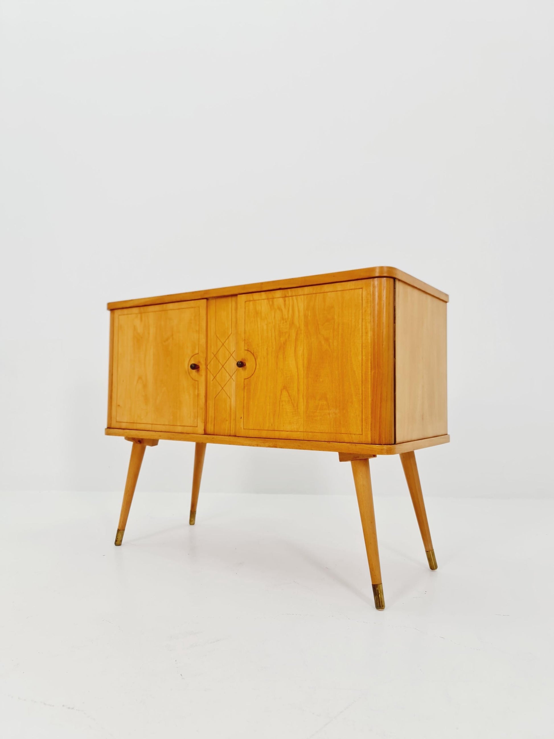 German mid-century Ash and beech small sideboard /side table, 1950s
