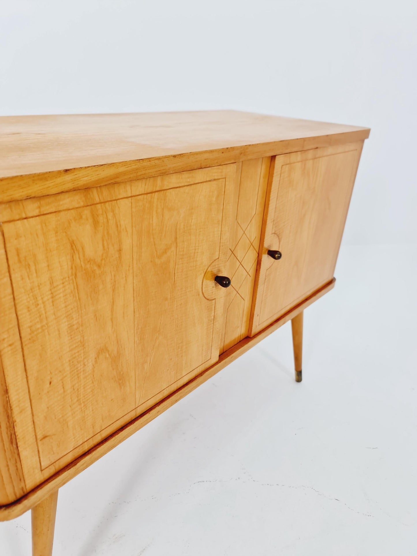 German mid-century Ash and beech small sideboard /side table, 1950s
