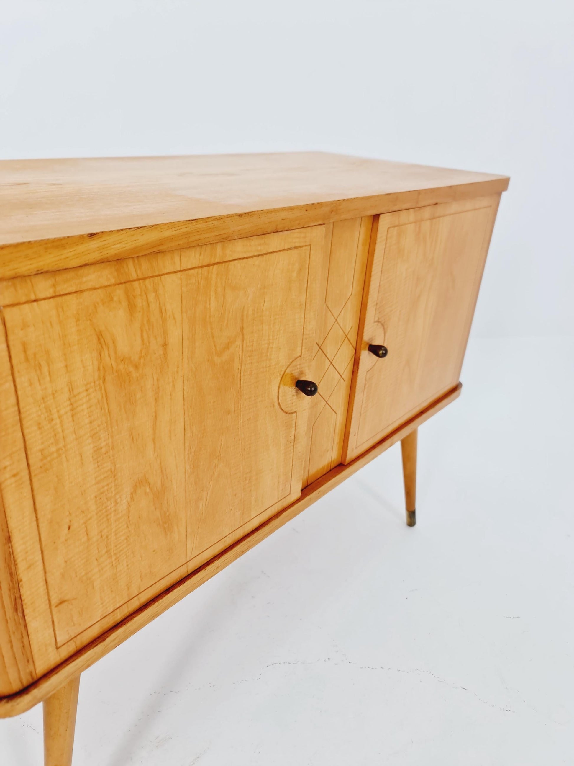 German mid-century Ash and beech small sideboard /side table, 1950s