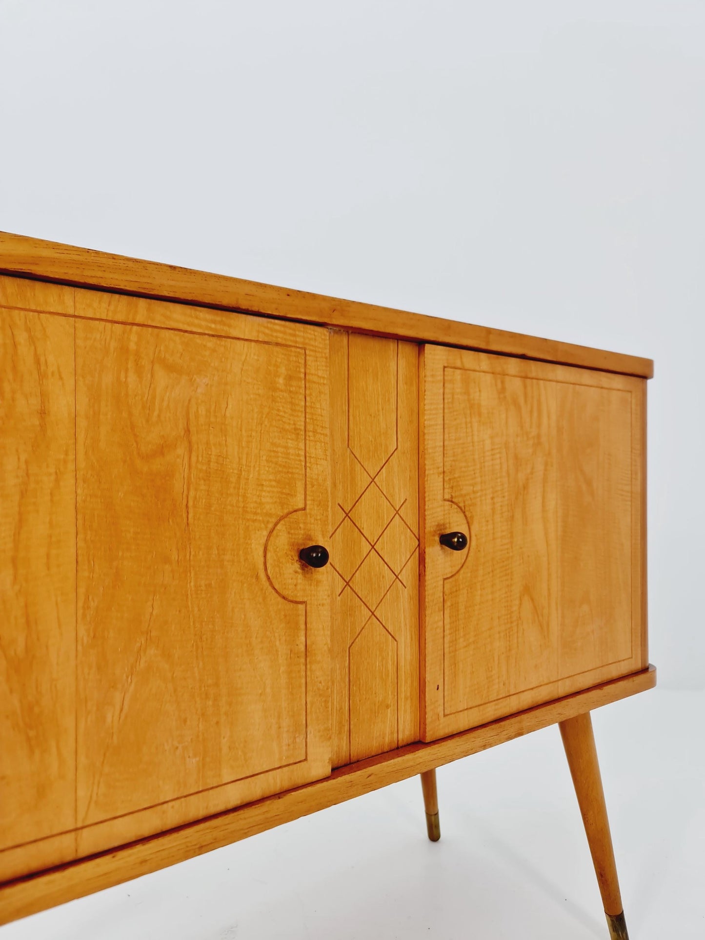 German mid-century Ash and beech small sideboard /side table, 1950s