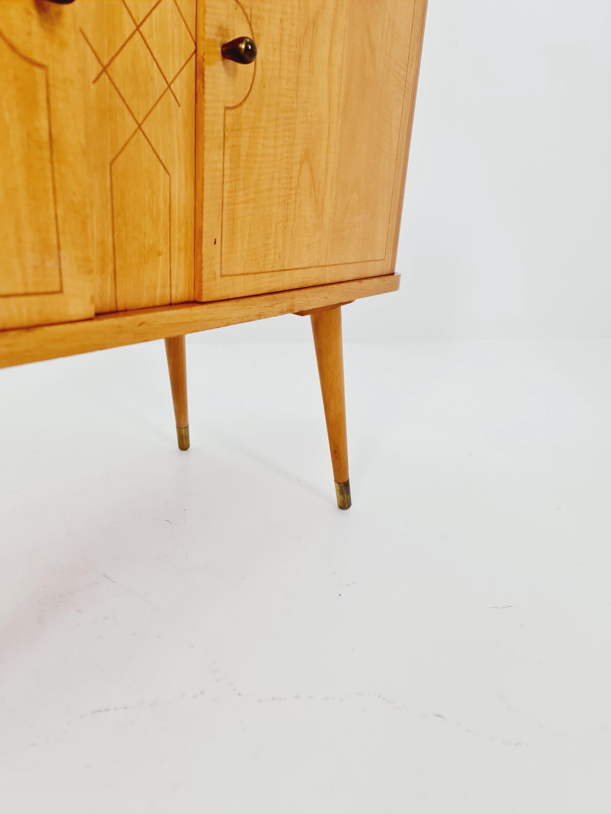 German mid-century Ash and beech small sideboard /side table, 1950s