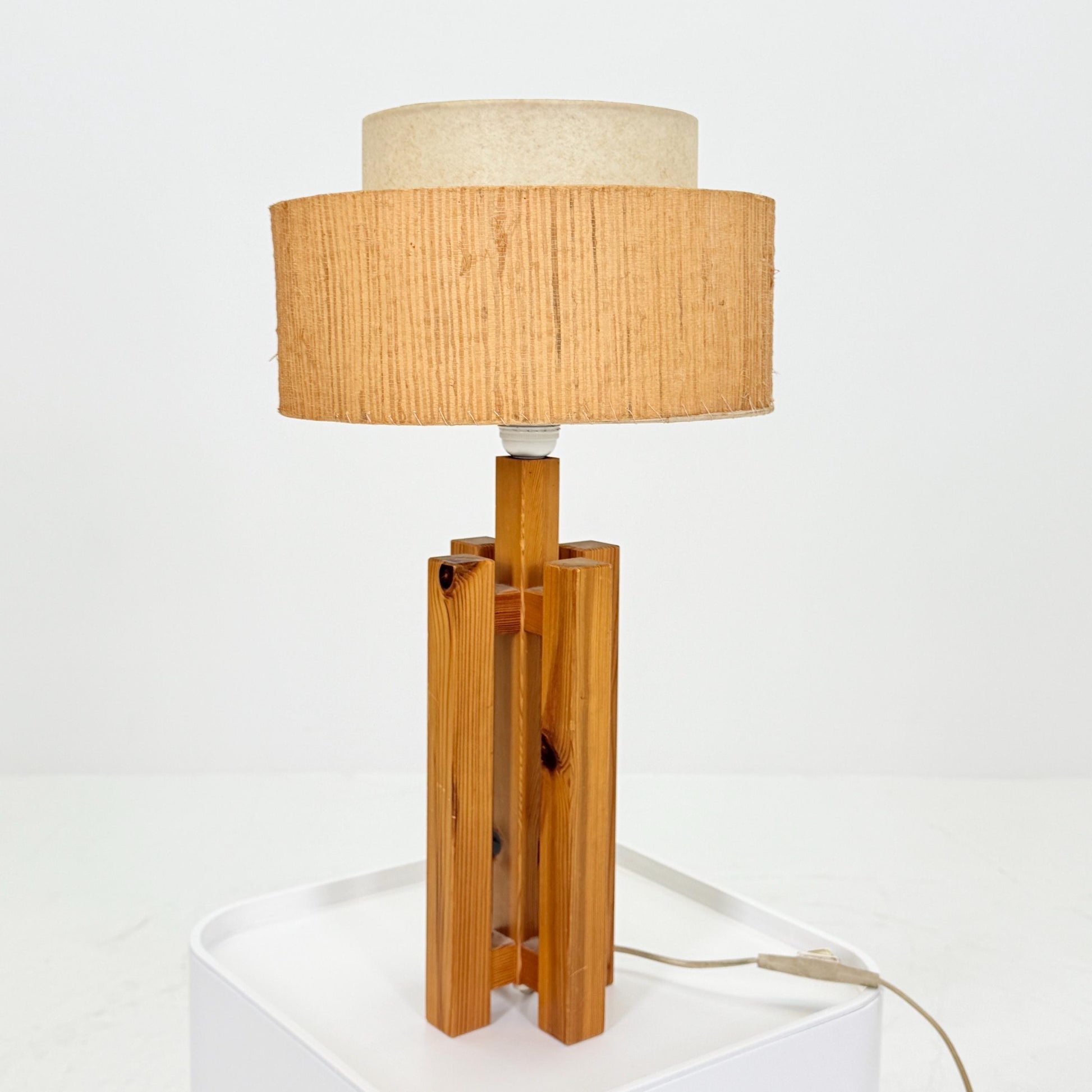 Mid Century Swedish Pine Table Lamp by Dexter, 1970s