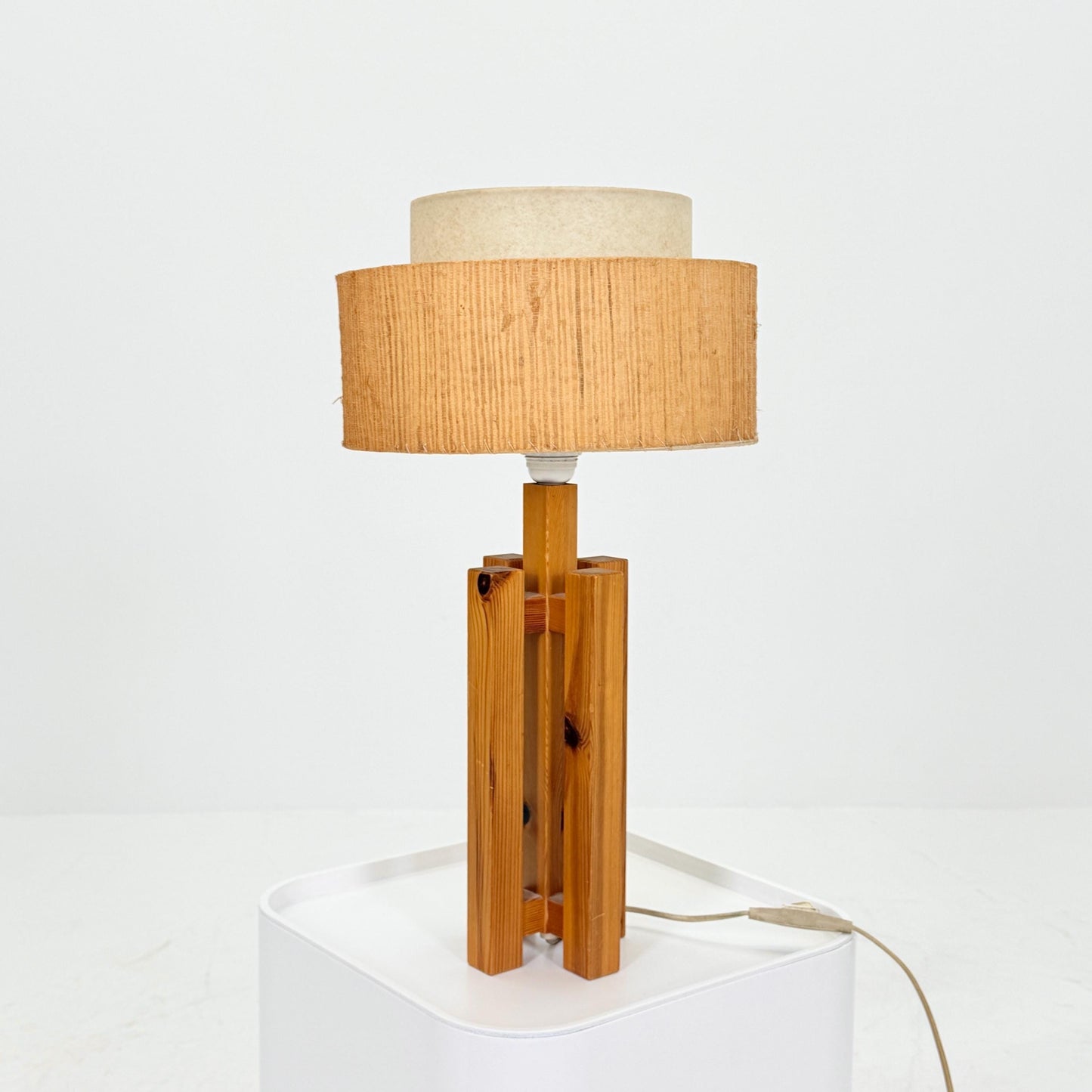 Mid Century Swedish Pine Table Lamp by Dexter, 1970s