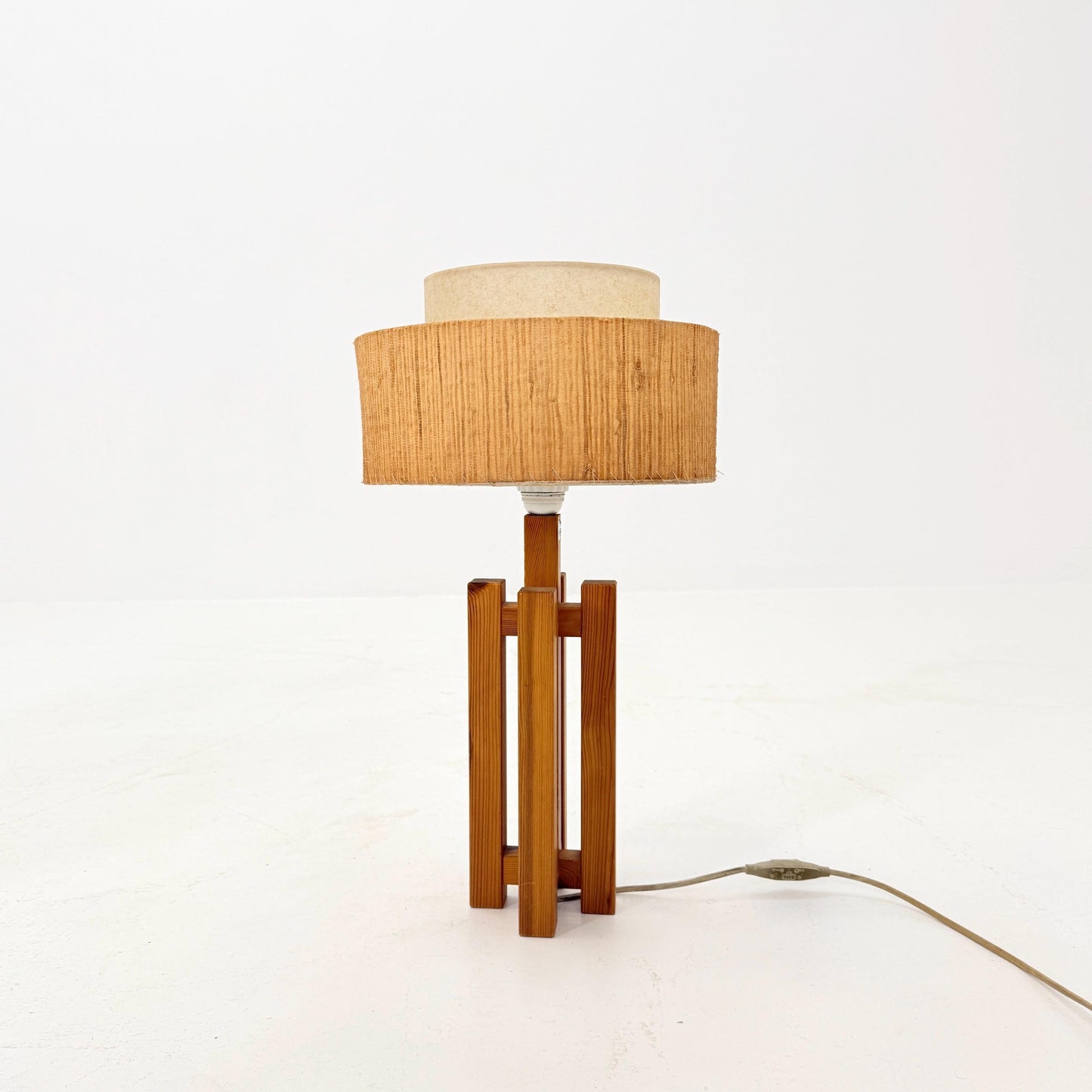 Mid Century Swedish Pine Table Lamp by Dexter, 1970s