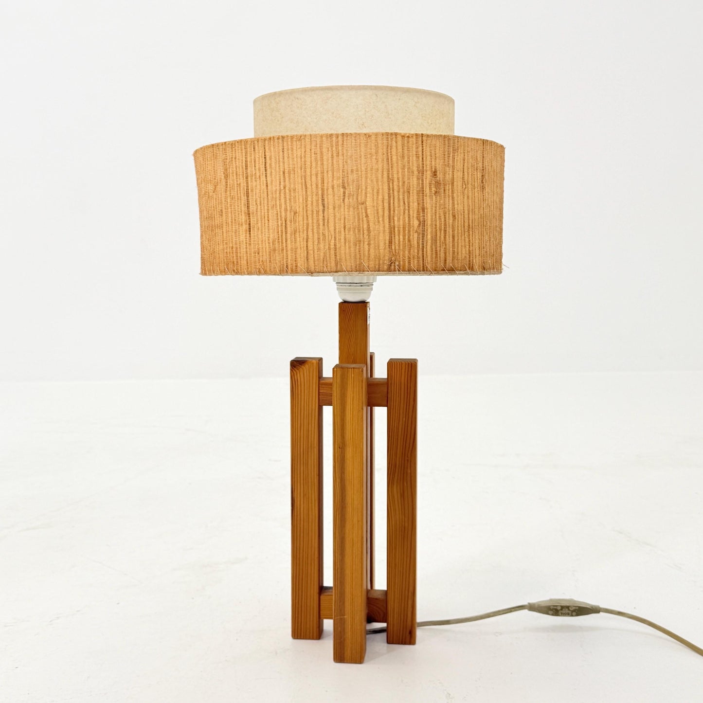 Mid Century Swedish Pine Table Lamp by Dexter, 1970s