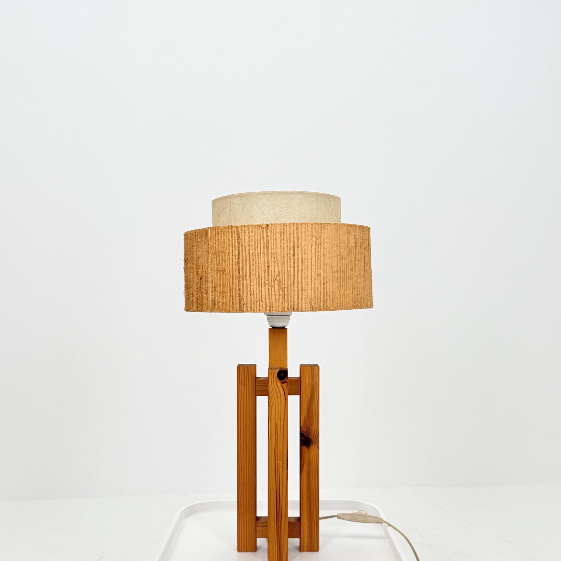 Mid Century Swedish Pine Table Lamp by Dexter, 1970s
