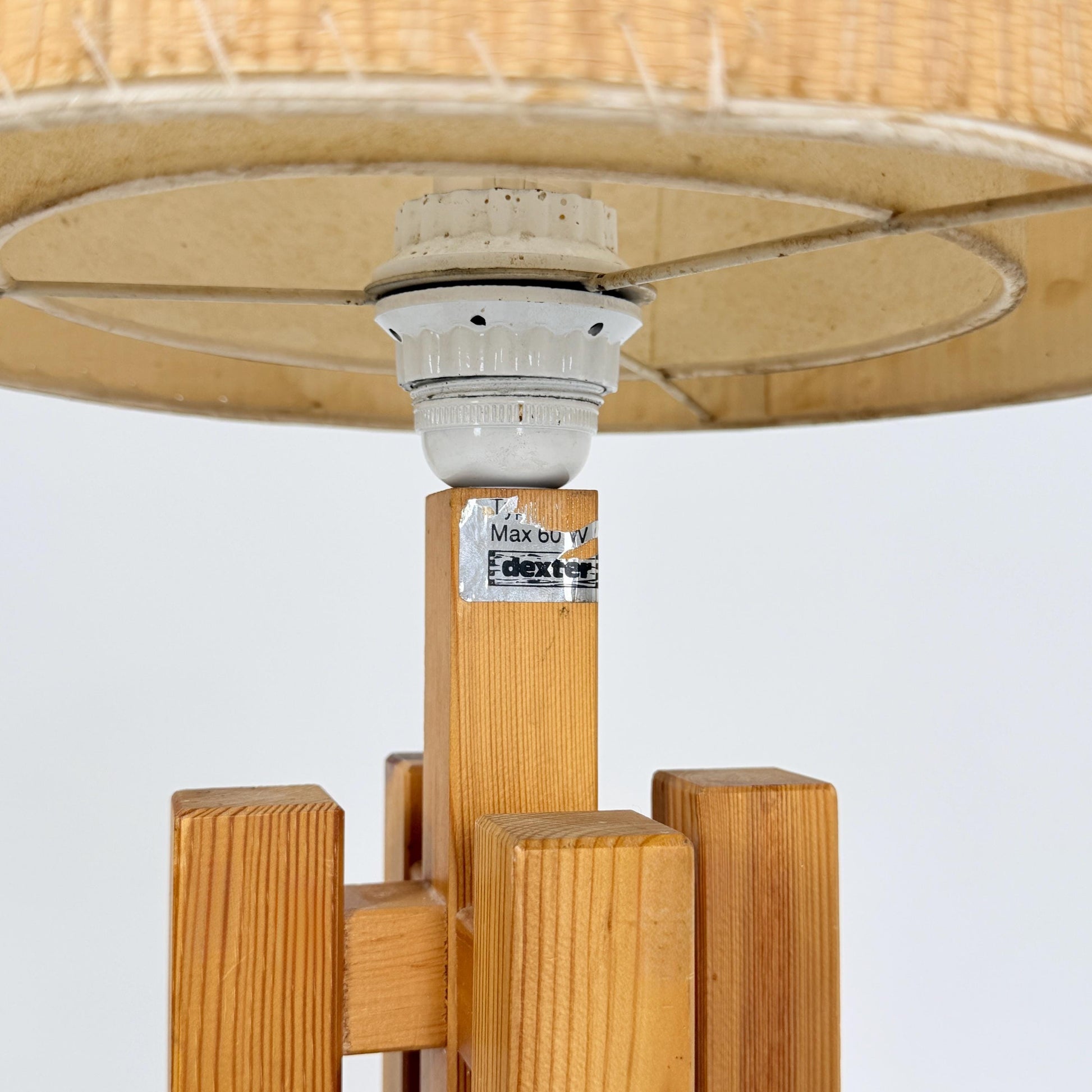 Mid Century Swedish Pine Table Lamp by Dexter, 1970s