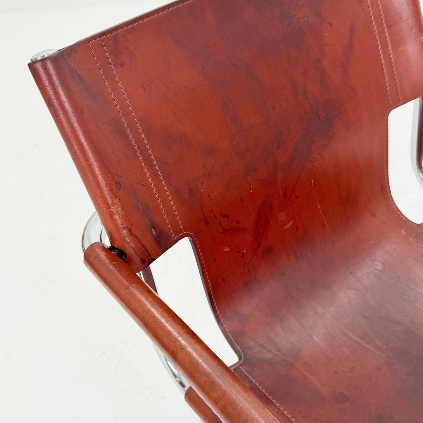 Mid century Bauhaus Matteo Grassi visitor chair MG5 in wine red leather 1970s Italy