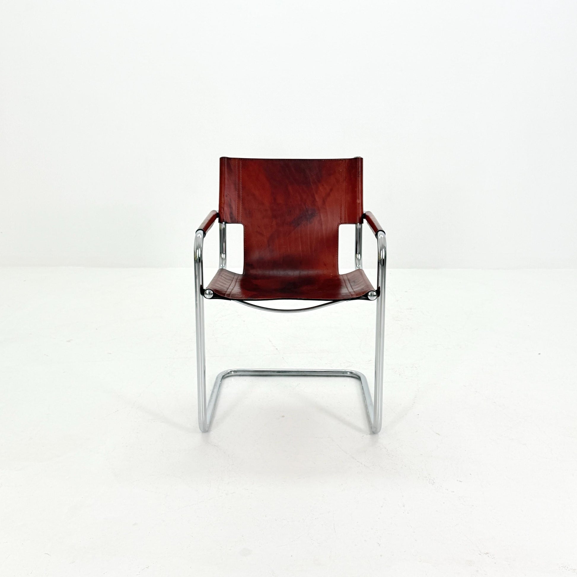Mid century Bauhaus Matteo Grassi visitor chair MG5 in wine red leather 1970s Italy