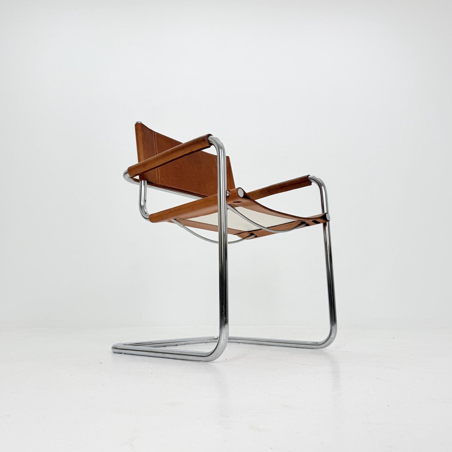Mid century Bauhaus cognac armchair by Mart Stam & Marcel Breuer for Fasem Italy 1980s